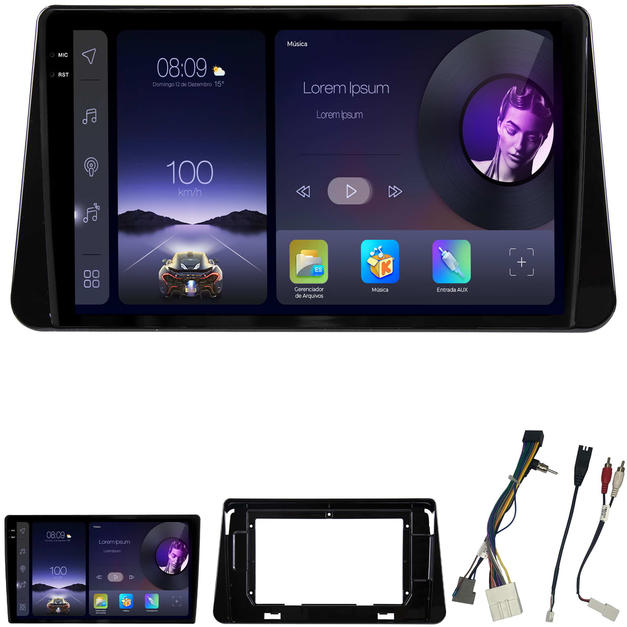 MULTIMÍDIA ADAK <BR> 2RAM 64GB QLED 9" <BR> VERSA 2021 ACIMA - Imagem 2