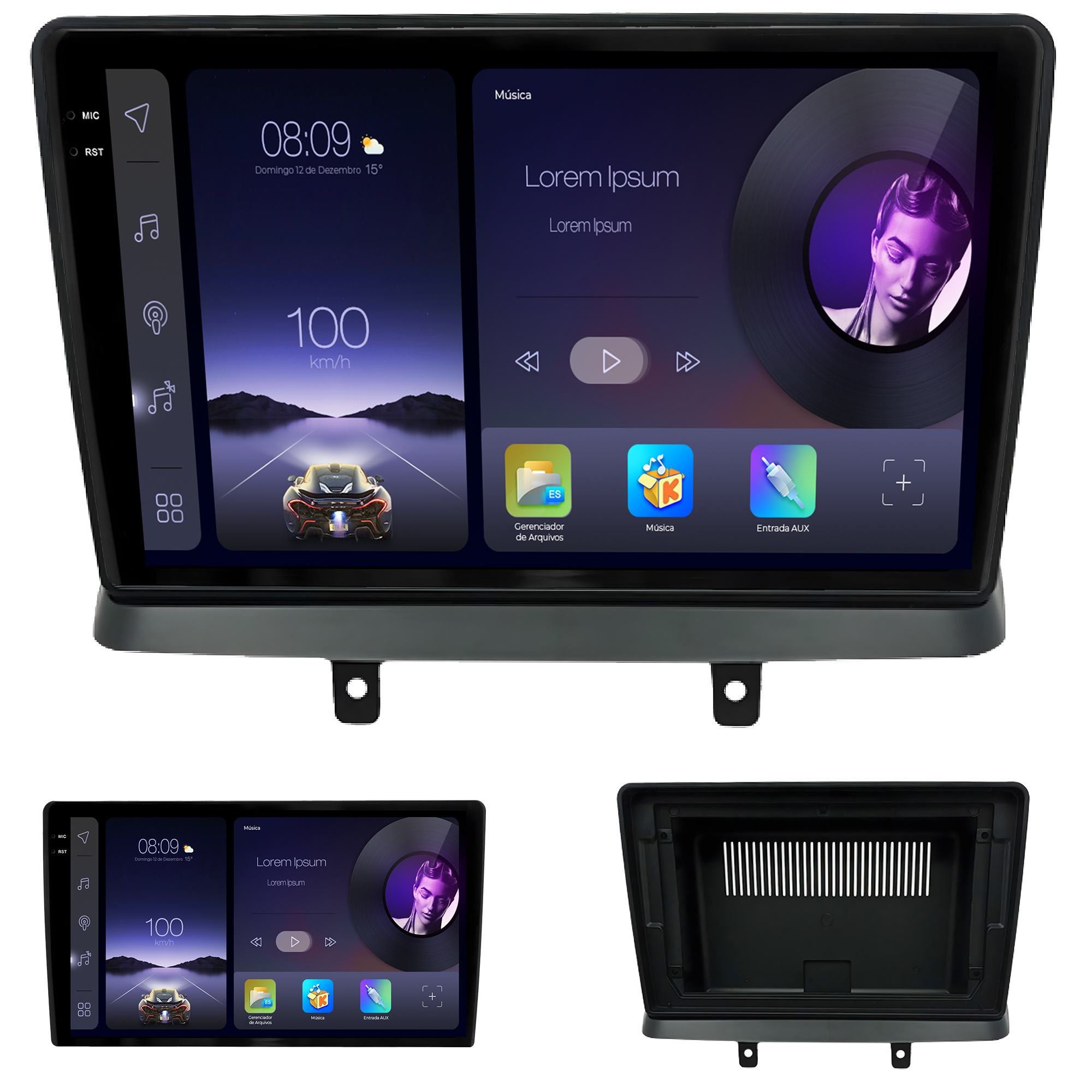 MULTIMÍDIA ADAK <BR>2RAM 64GB QLED 9" <BR> DOBLÔ 2002 A 2021 - Imagem 2
