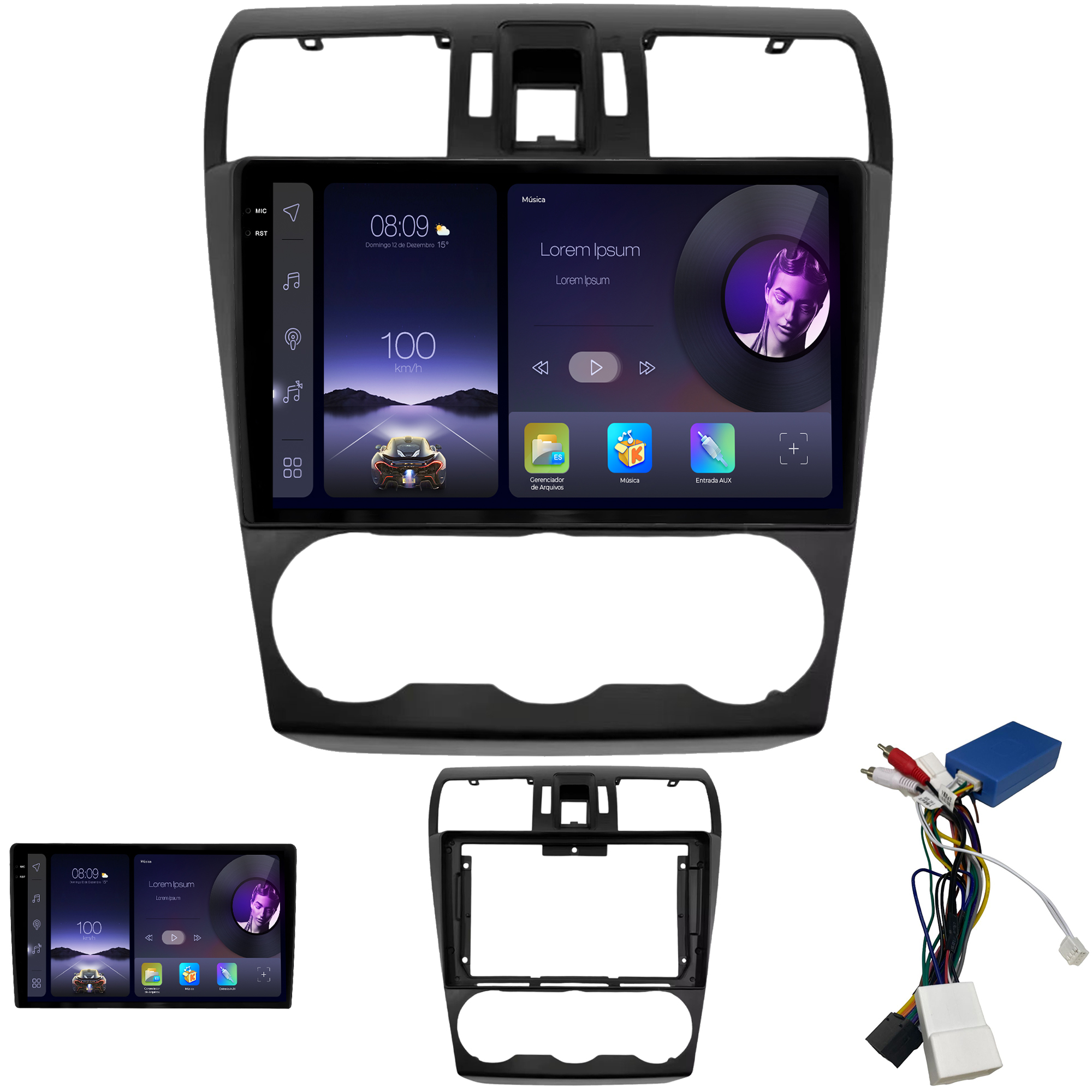 MULTIMÍDIA ADAK <BR> 2RAM 64GB QLED 9'' <BR> FORESTER IMPREZA WRX 2014 A 2015 - Imagem 2