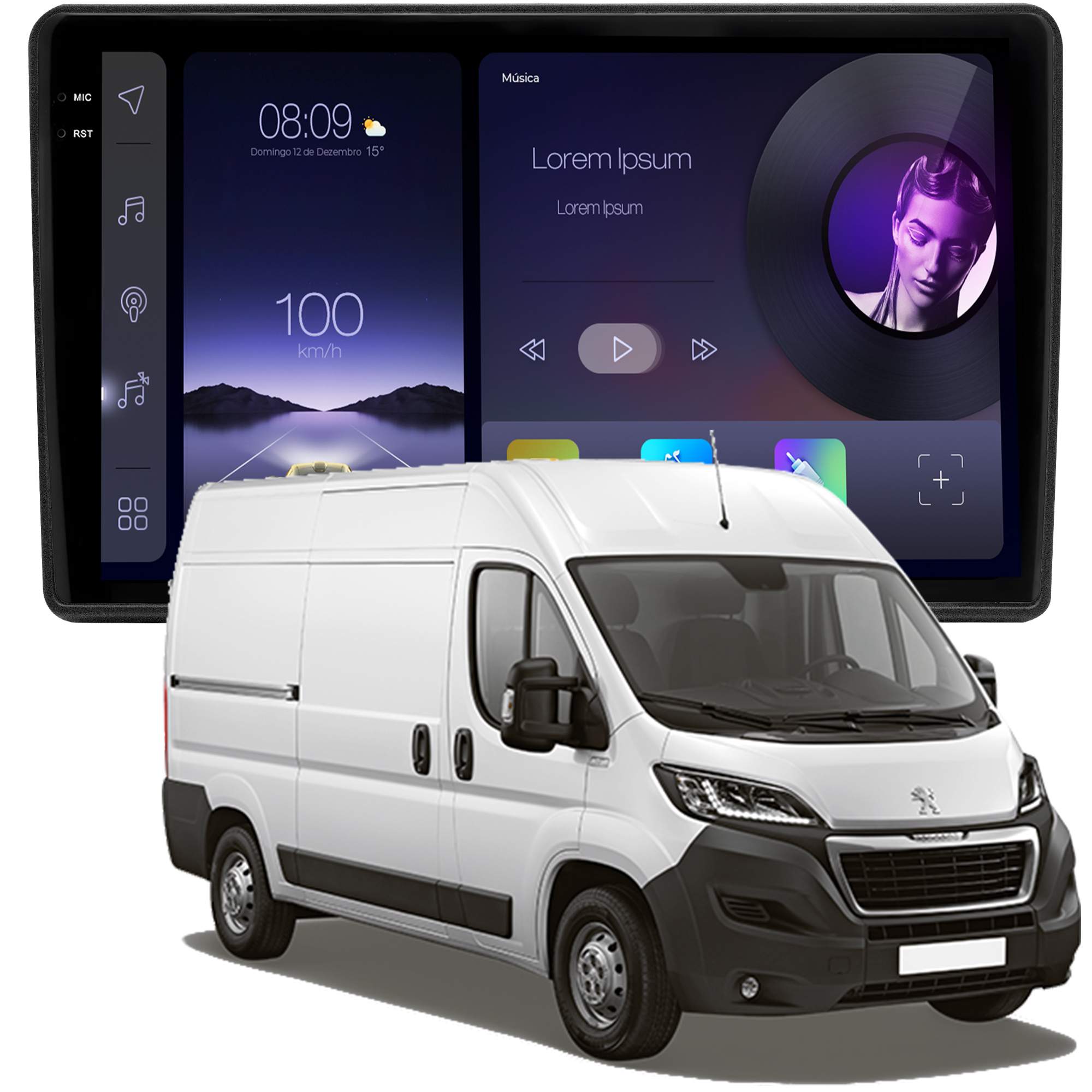 MULTIMÍDIA ADAK <BR> 2RAM 64GB QLED 9'' <BR> BOXER 2018 A 2024