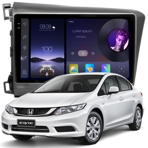 MULTIMÍDIA ADAK <BR> 2RAM 64GB QLED 9'' <BR> CIVIC G9 2012 A 2016