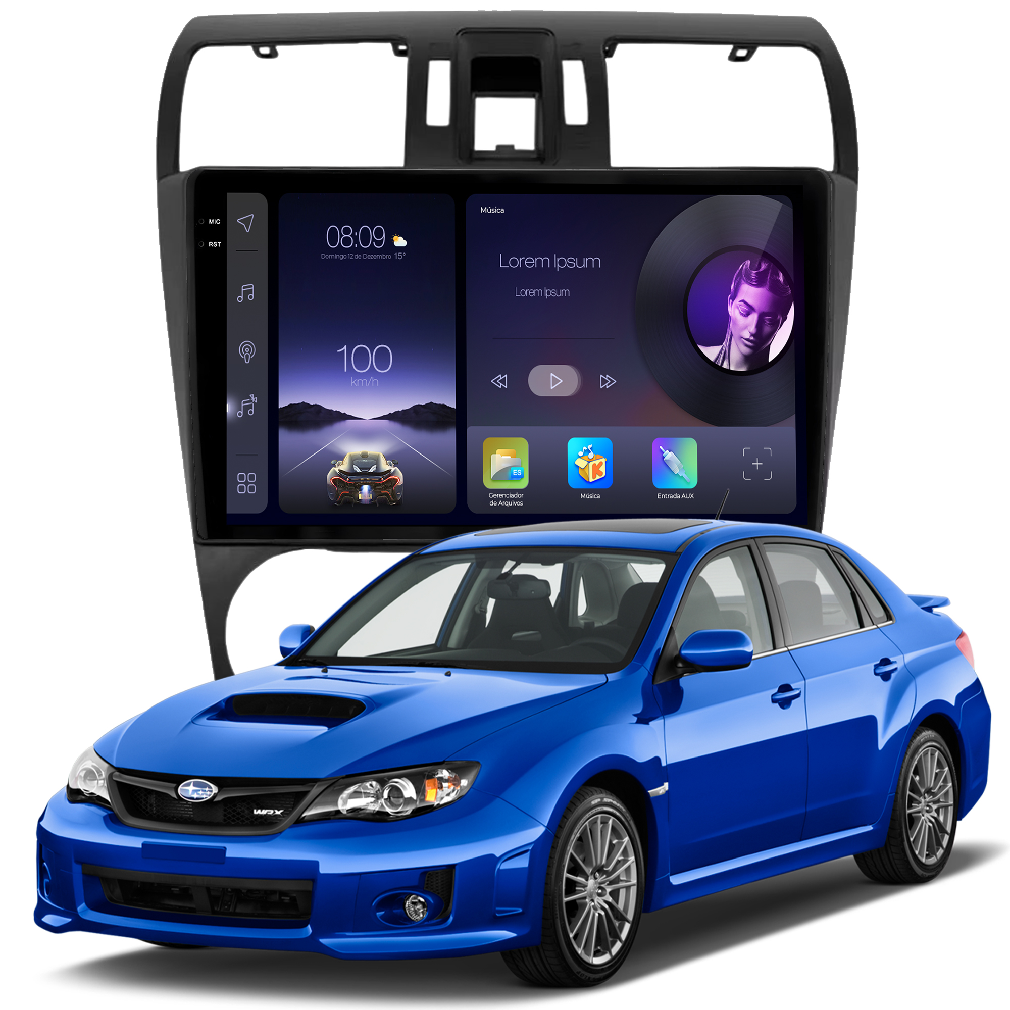 MULTIMÍDIA ADAK <BR> 2RAM 64GB QLED 9'' <BR> FORESTER IMPREZA WRX 2014 A 2015