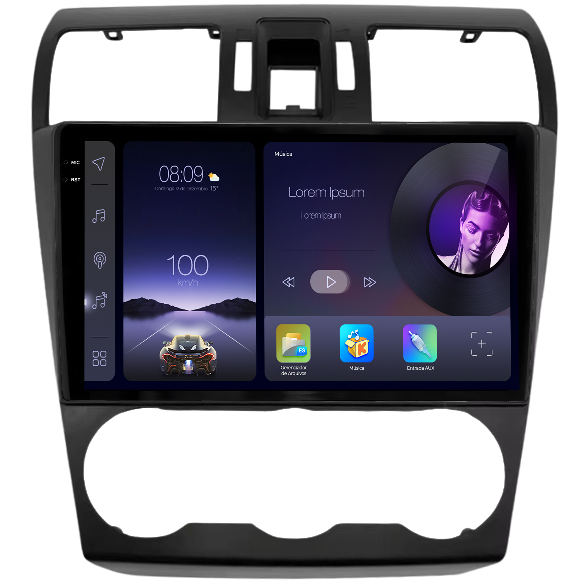 MULTIMÍDIA ADAK <BR> 2RAM 64GB QLED 9'' <BR> FORESTER IMPREZA WRX 2014 A 2015 - Imagem 3