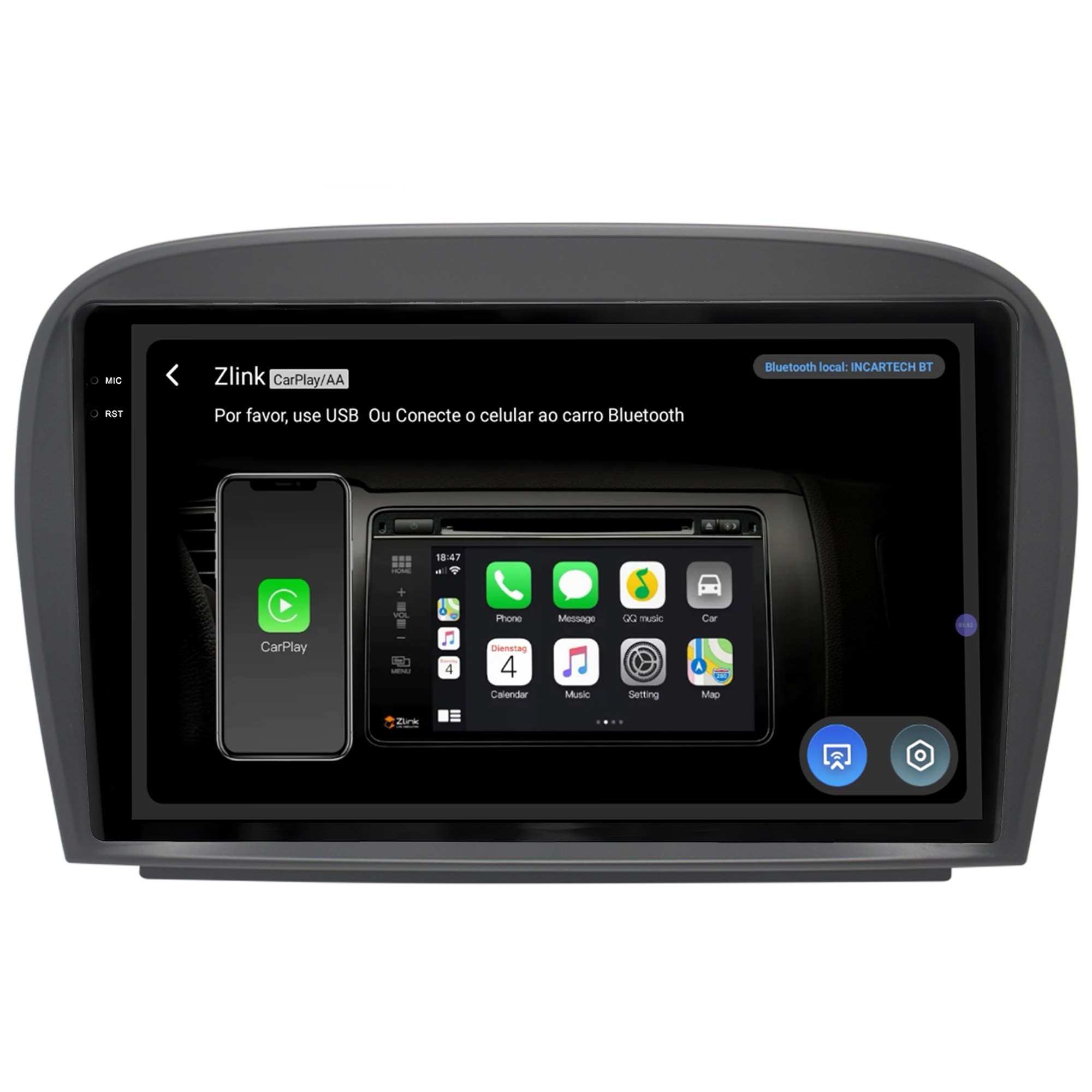 MULTIMÍDIA <BR> SOAUDIO S LINE <BR> 2RAM 64GB QLED 9" <BR> CLASS SL SL350 SL500 <BR> SL600 SL63 AMG SL65 AMG <BR> 2004 A 2011 - Imagem 7