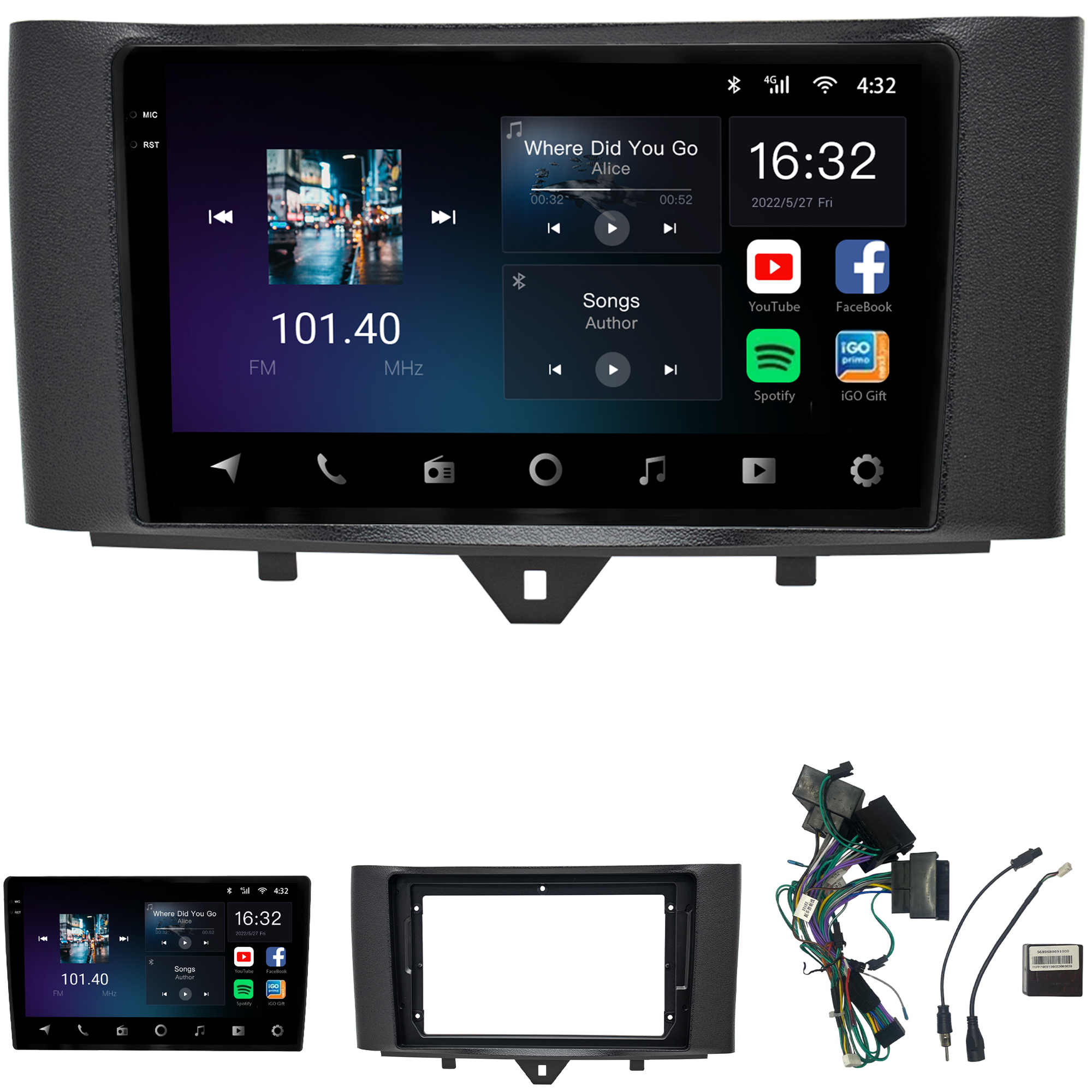 MULTIMÍDIA <BR> AIKON CORE RED <BR> 2RAM 64GB QLED 9" <BR> SMART 2012 A 2016 - Imagem 2