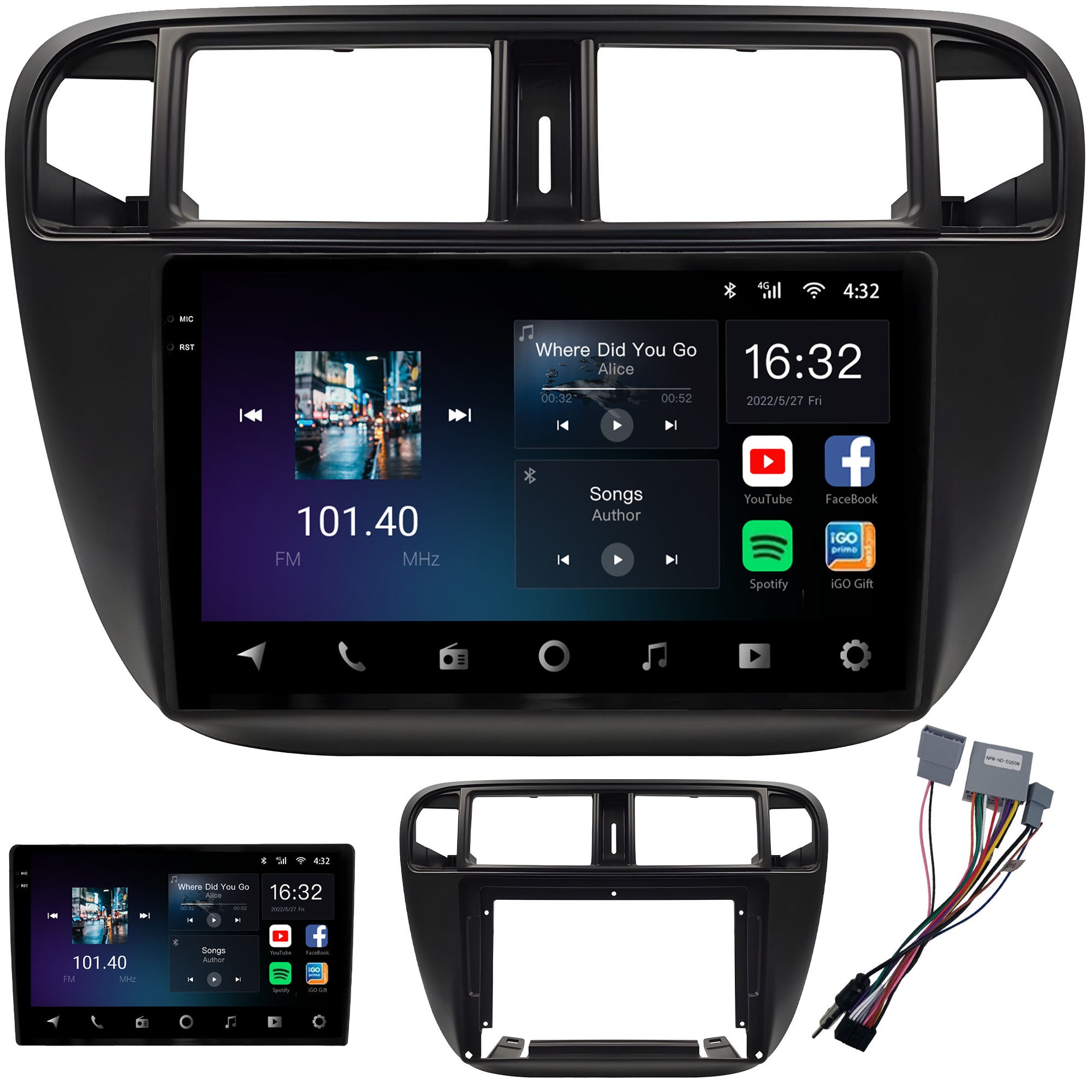 MULTIMÍDIA <BR> AIKON CORE RED <BR> 2RAM 64GB QLED 9'' <BR> CIVIC 1996 A 2000 - Imagem 2