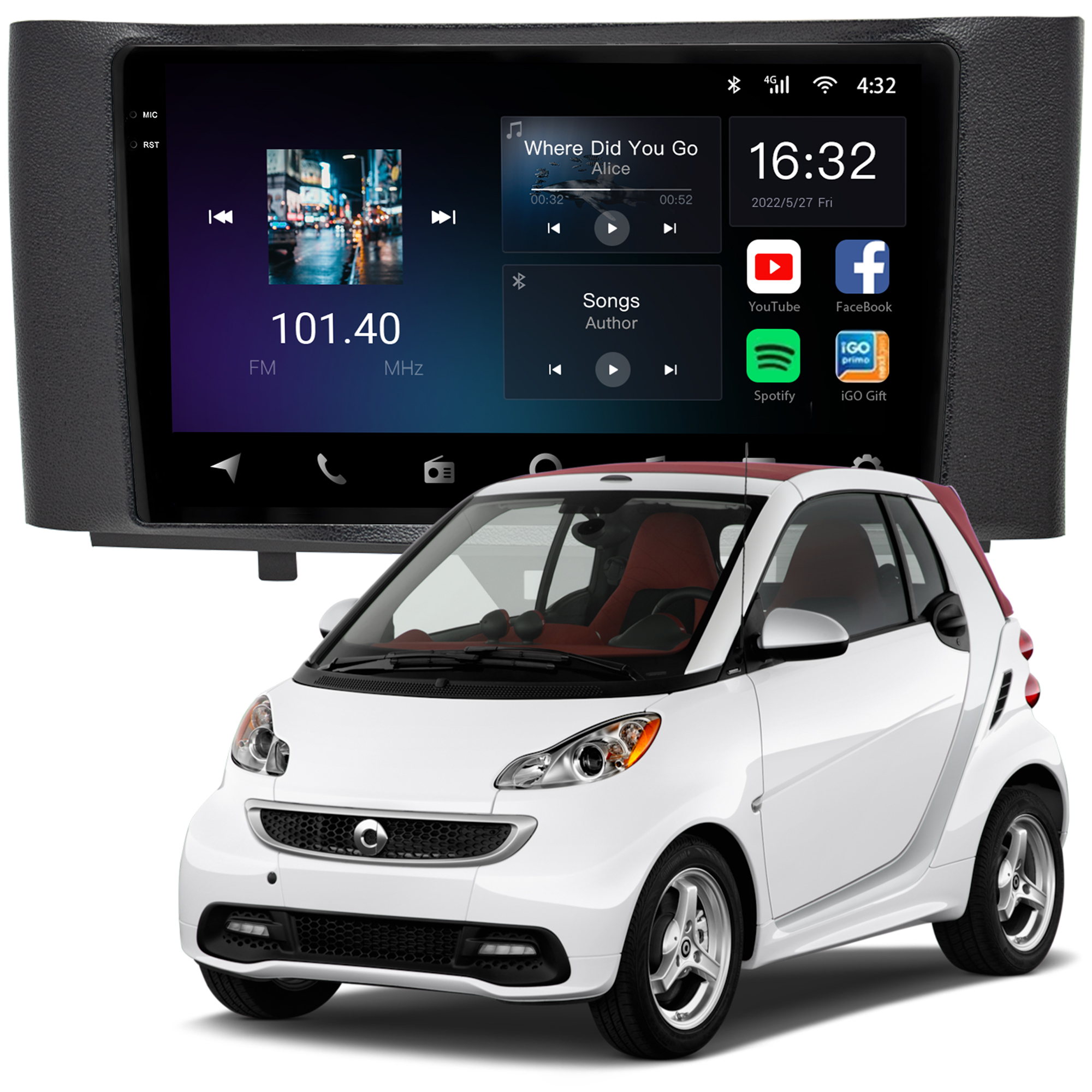 MULTIMÍDIA <BR> AIKON CORE RED <BR> 2RAM 64GB QLED 9" <BR> SMART 2012 A 2016