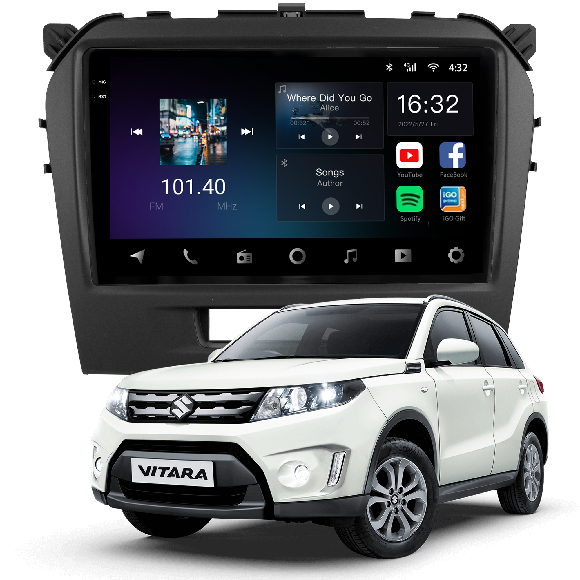 MULTIMÍDIA <BR> AIKON CORE RED <BR> 2RAM 64GB QLED 9'' <BR> GRAND VITARA 2017 A 2022