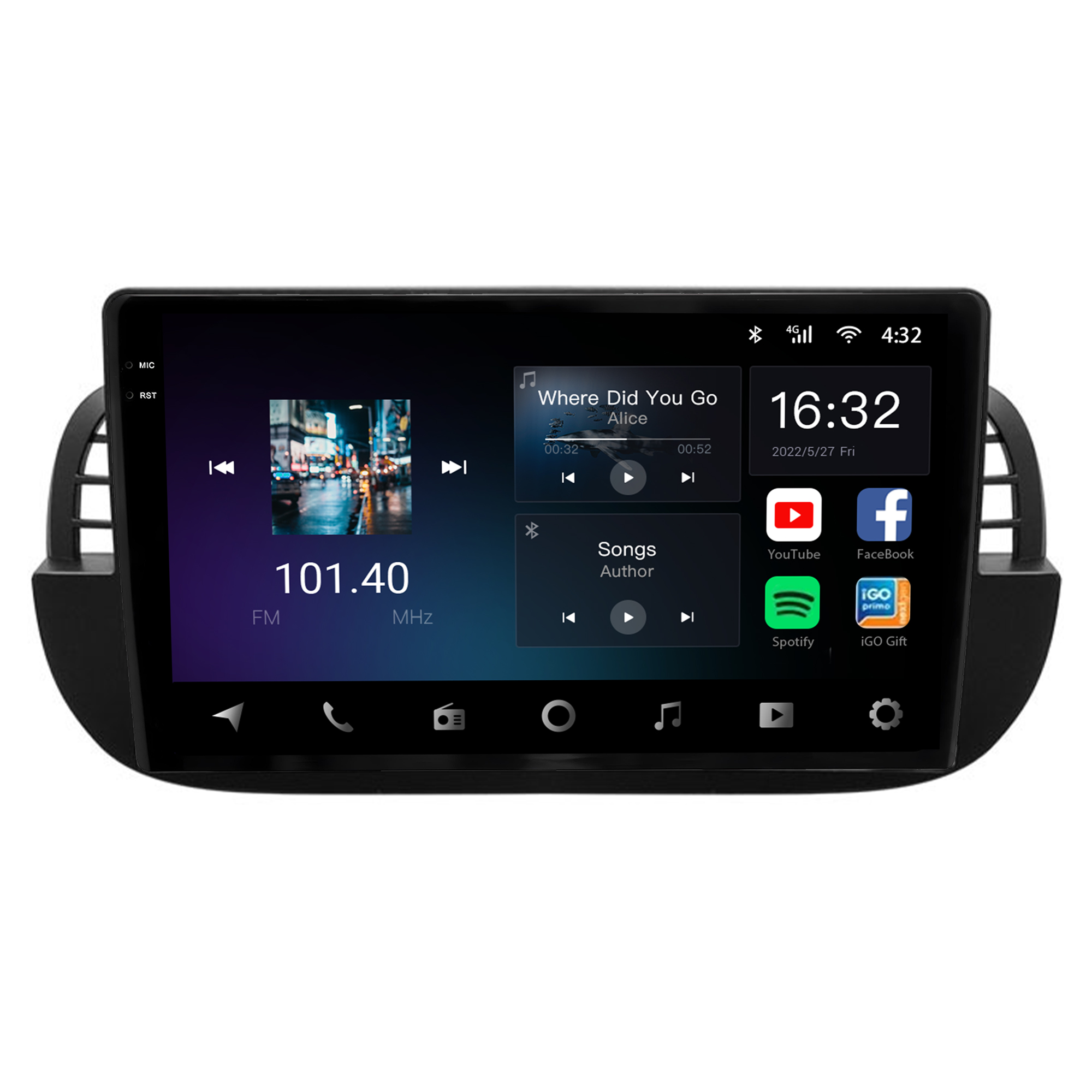 MULTIMÍDIA <BR> AIKON CORE RED <BR>2RAM 64GB QLED 9"<BR> FIAT 500 ATÉ 2015 - Imagem 3