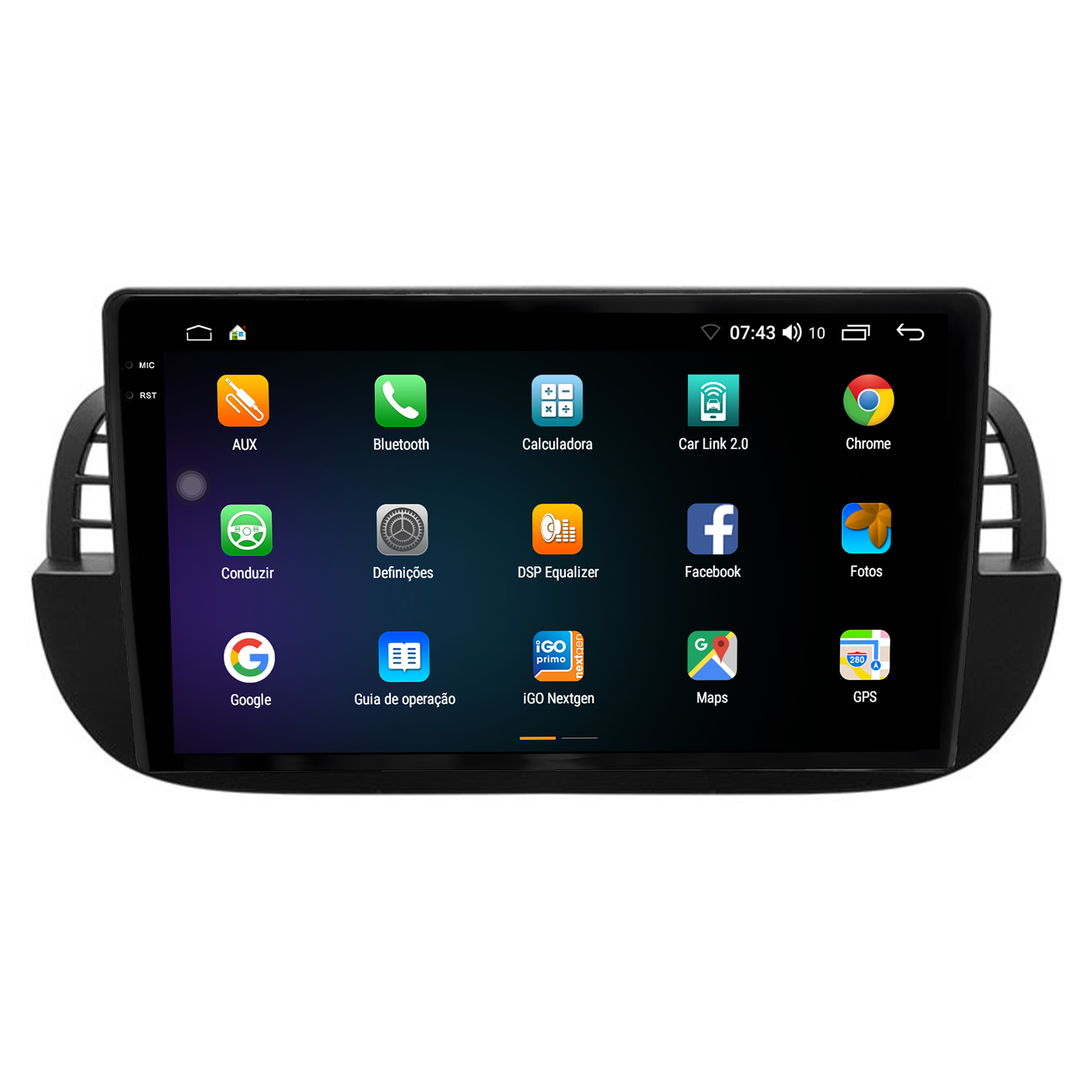 MULTIMÍDIA <BR> AIKON CORE RED <BR>2RAM 64GB QLED 9"<BR> FIAT 500 ATÉ 2015 - Imagem 4