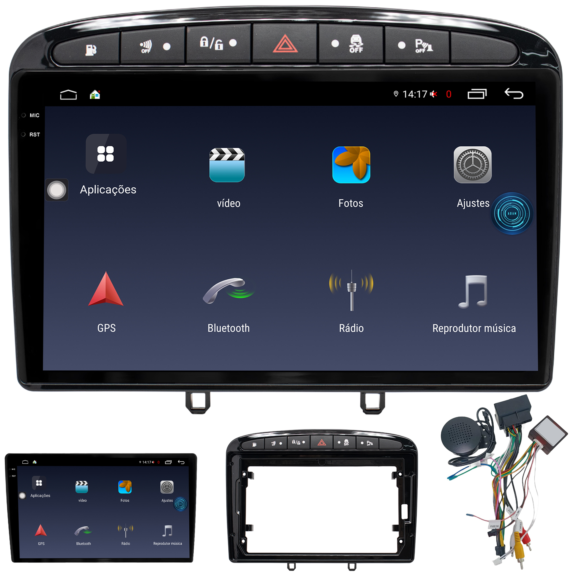 MULTIMÍDIA <BR> AIKON FÓTON <BR> 6RAM 128GB TELA 2K 9'' <BR> 308 408 RCZ - Imagem 2