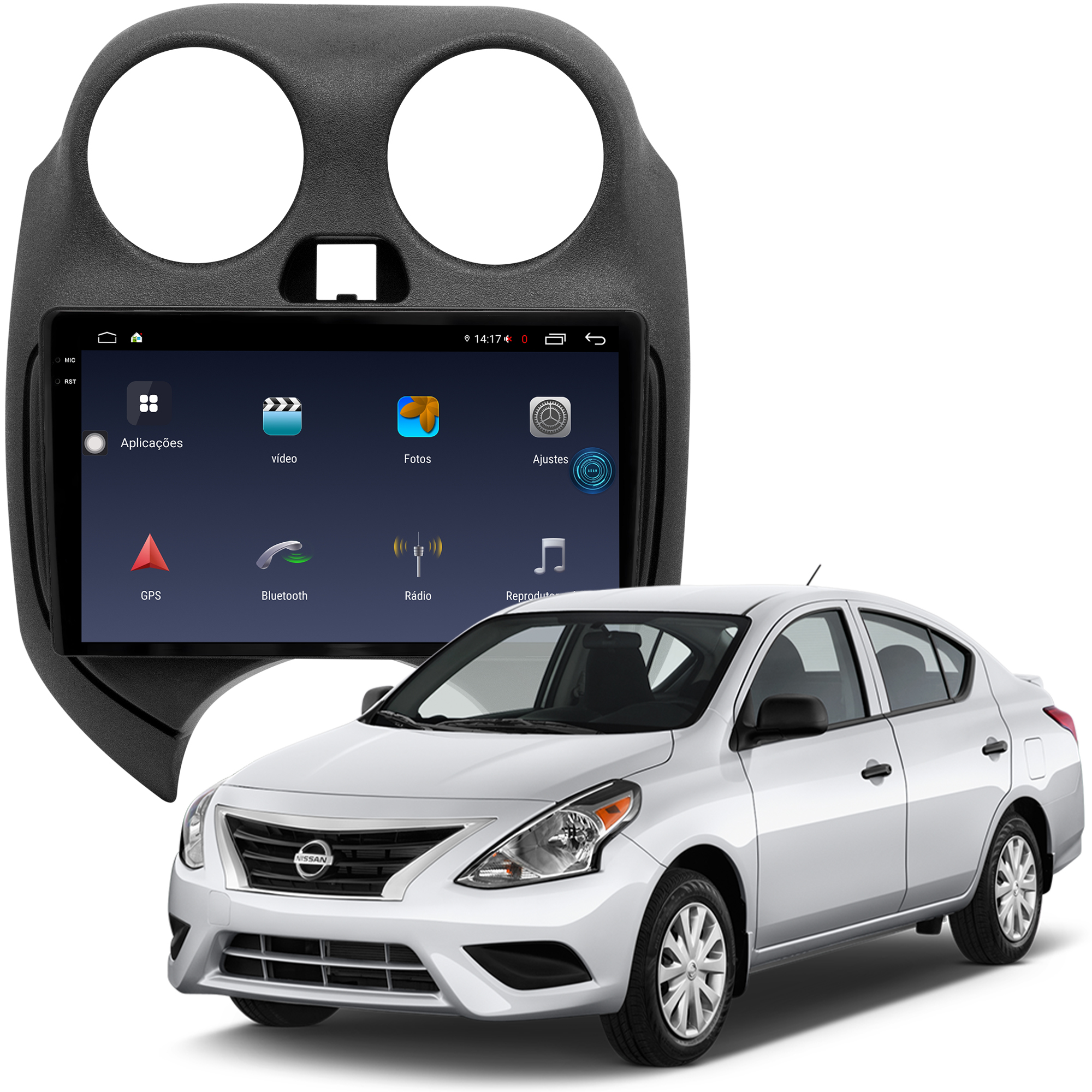 MULTIMÍDIA <BR> AIKON FÓTON <BR> 6RAM 128GB QLED 9'' <BR> MARCH VERSA <BR> 2010 A 2014