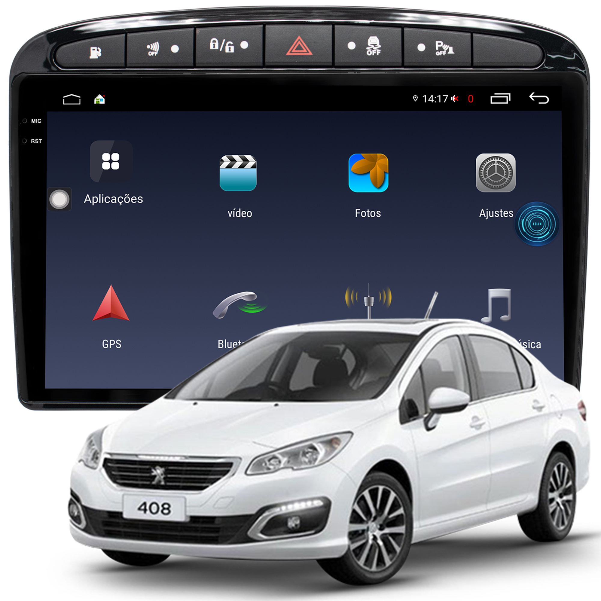 MULTIMÍDIA <BR> AIKON FÓTON <BR> 6RAM 128GB TELA 2K 9'' <BR> 308 408 RCZ