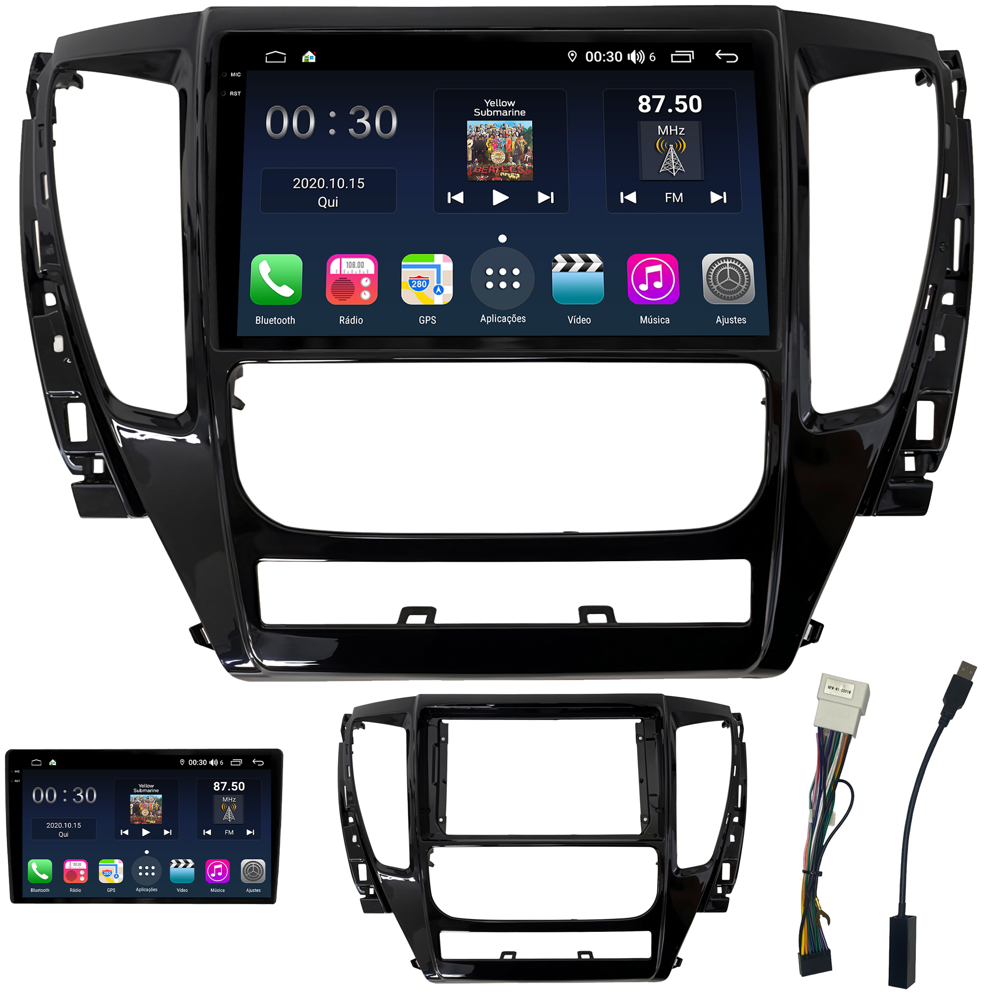 MULTIMÍDIA <BR> AIKON PRÓTON <BR> 6RAM 128GB QLED 9'' <BR> PAJERO SPORT 2020 - Imagem 2