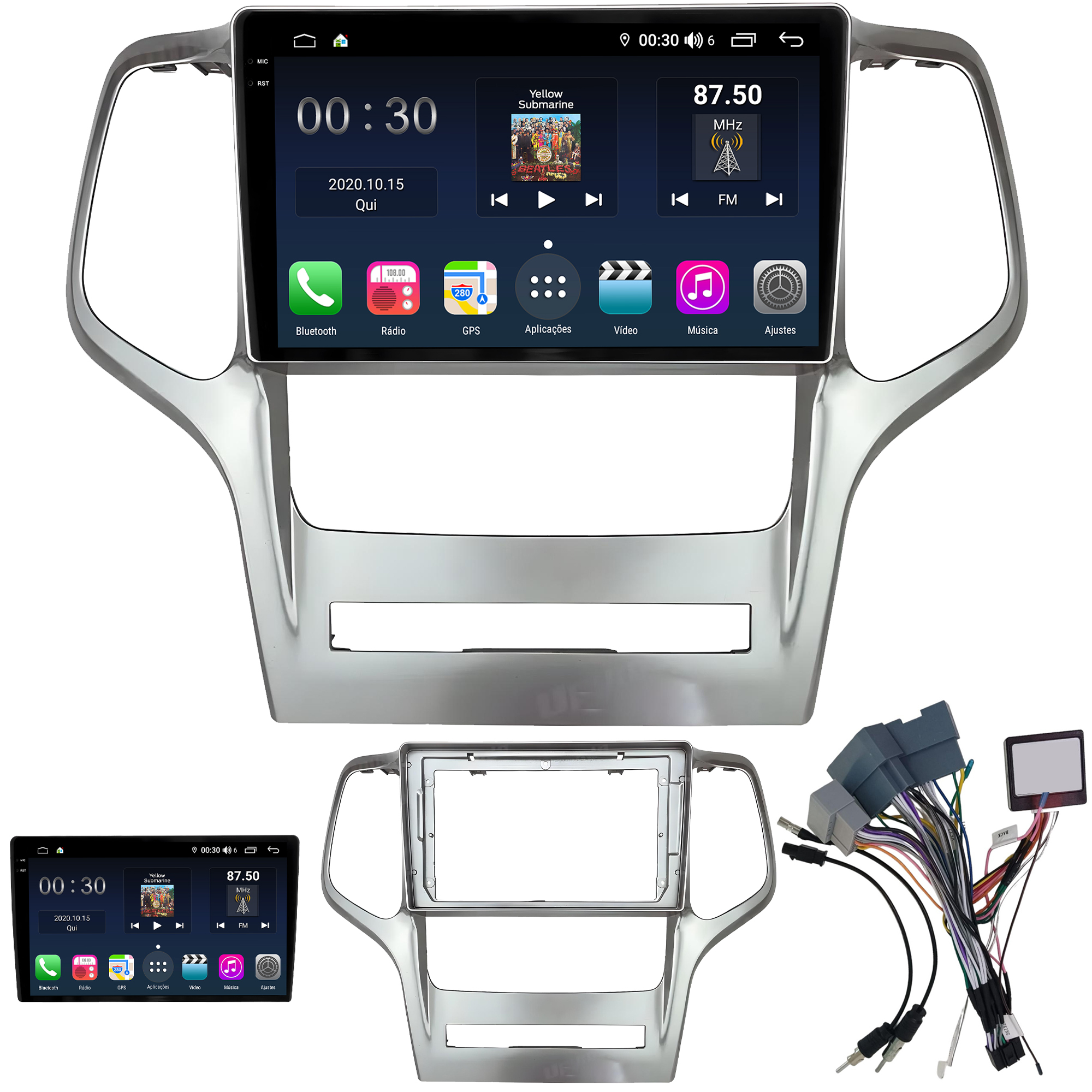 MULTIMÍDIA <BR> AIKON PRÓTON <BR> 6RAM 128GB QLED 9'' <BR> GRAND CHEROKEE <BR> 2010 A 2013 - Imagem 2