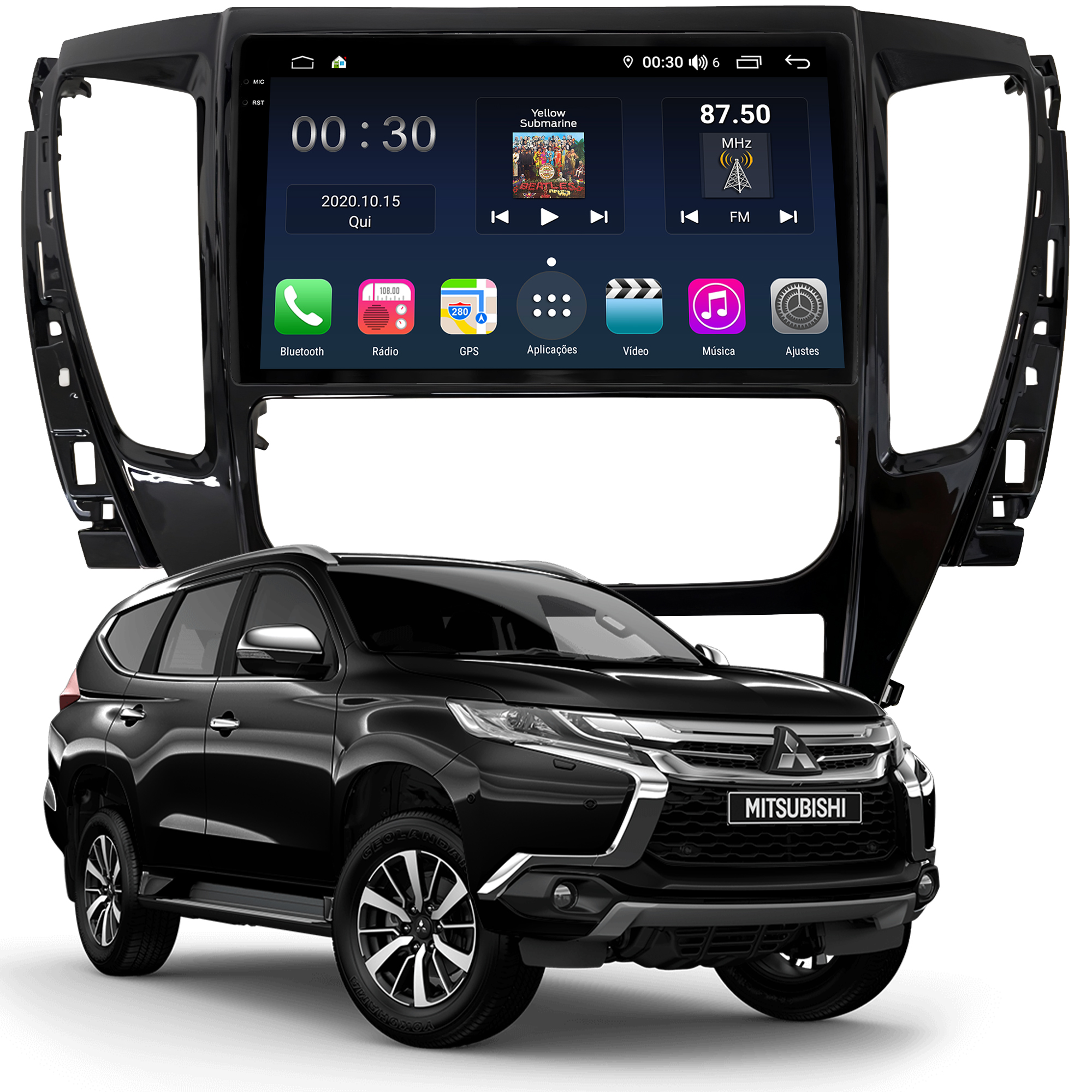 MULTIMÍDIA <BR> AIKON PRÓTON <BR> 6RAM 128GB QLED 9'' <BR> PAJERO SPORT 2020