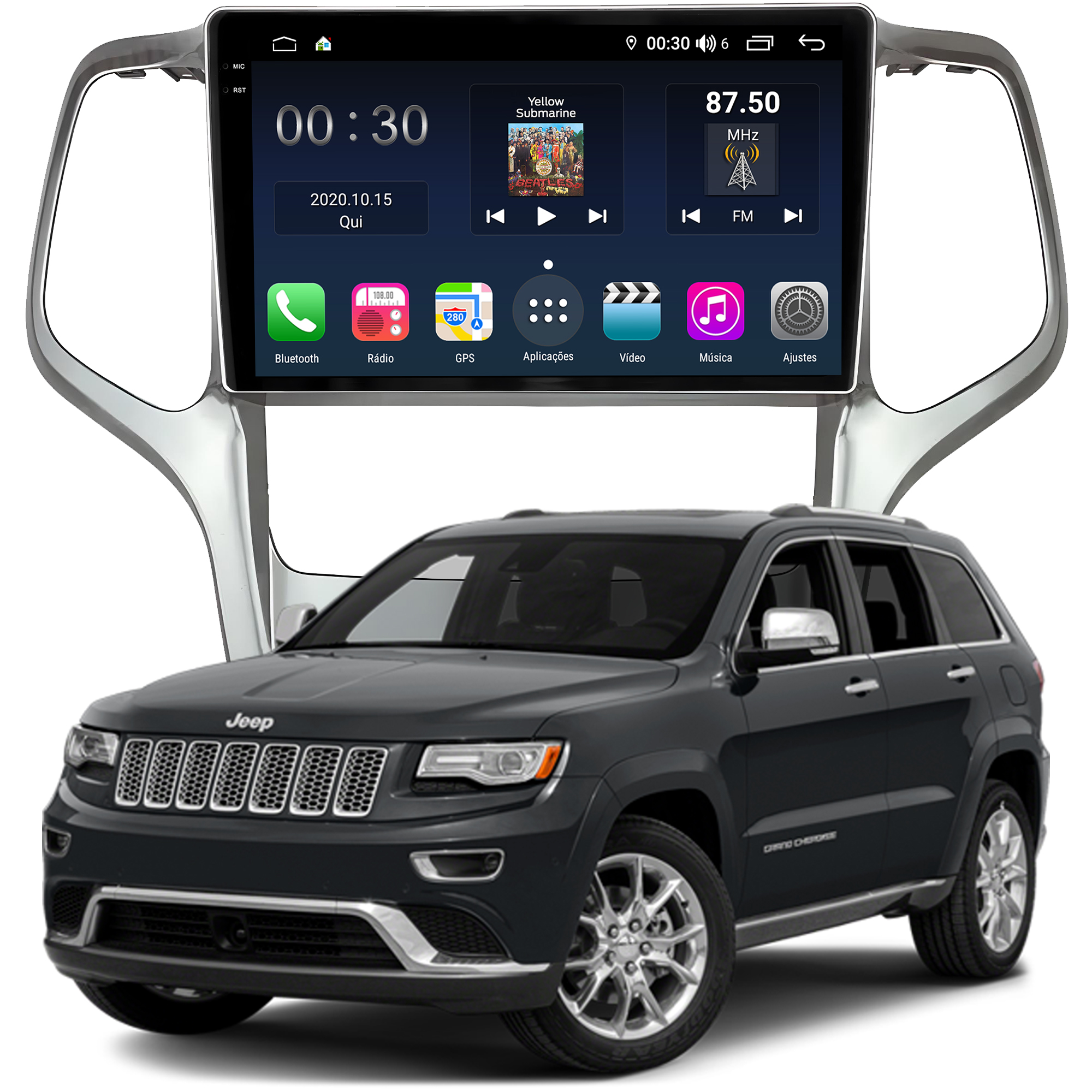 MULTIMÍDIA <BR> AIKON PRÓTON <BR> 6RAM 128GB QLED 9'' <BR> GRAND CHEROKEE <BR> 2010 A 2013