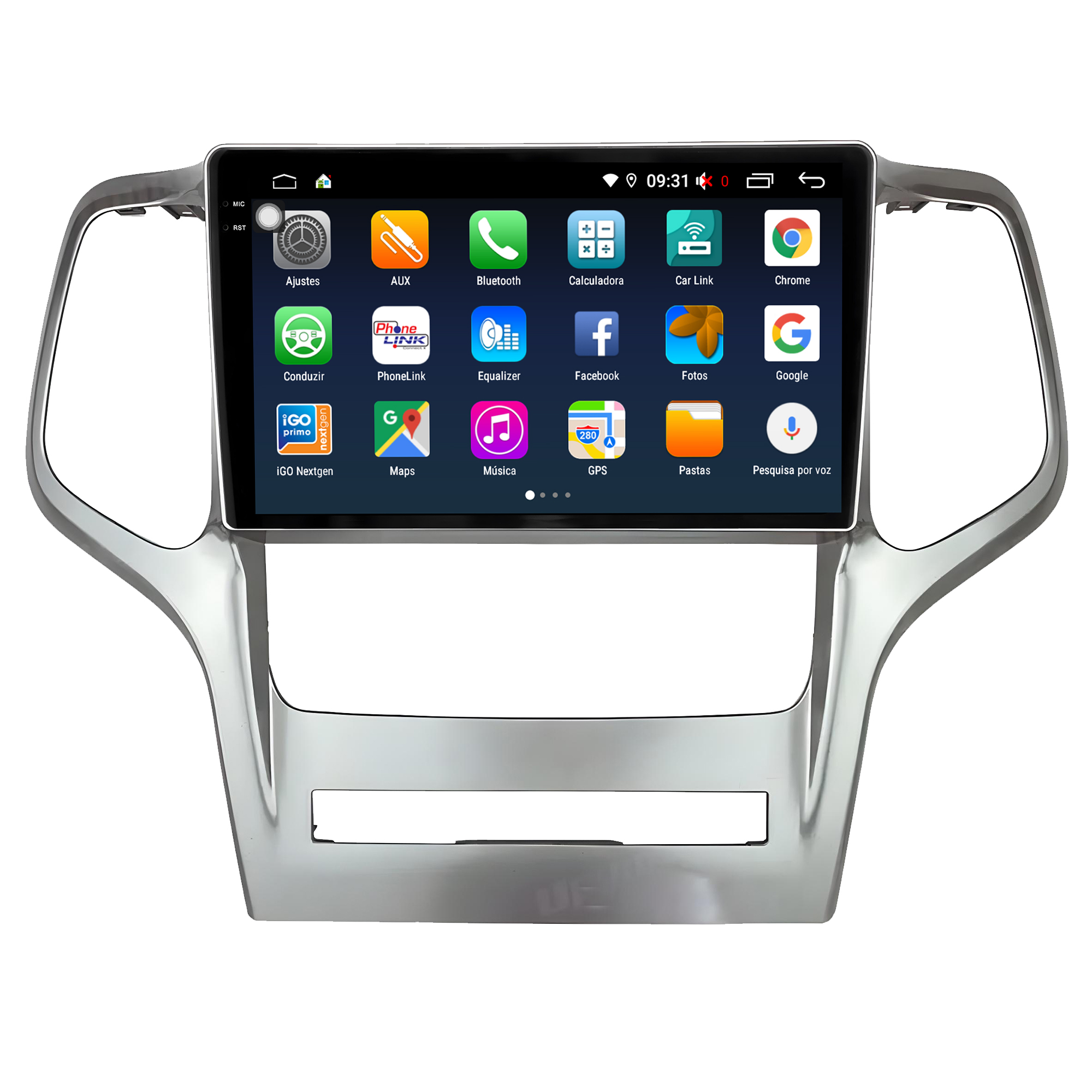 MULTIMÍDIA <BR> AIKON PRÓTON <BR> 6RAM 128GB QLED 9'' <BR> GRAND CHEROKEE <BR> 2010 A 2013 - Imagem 4