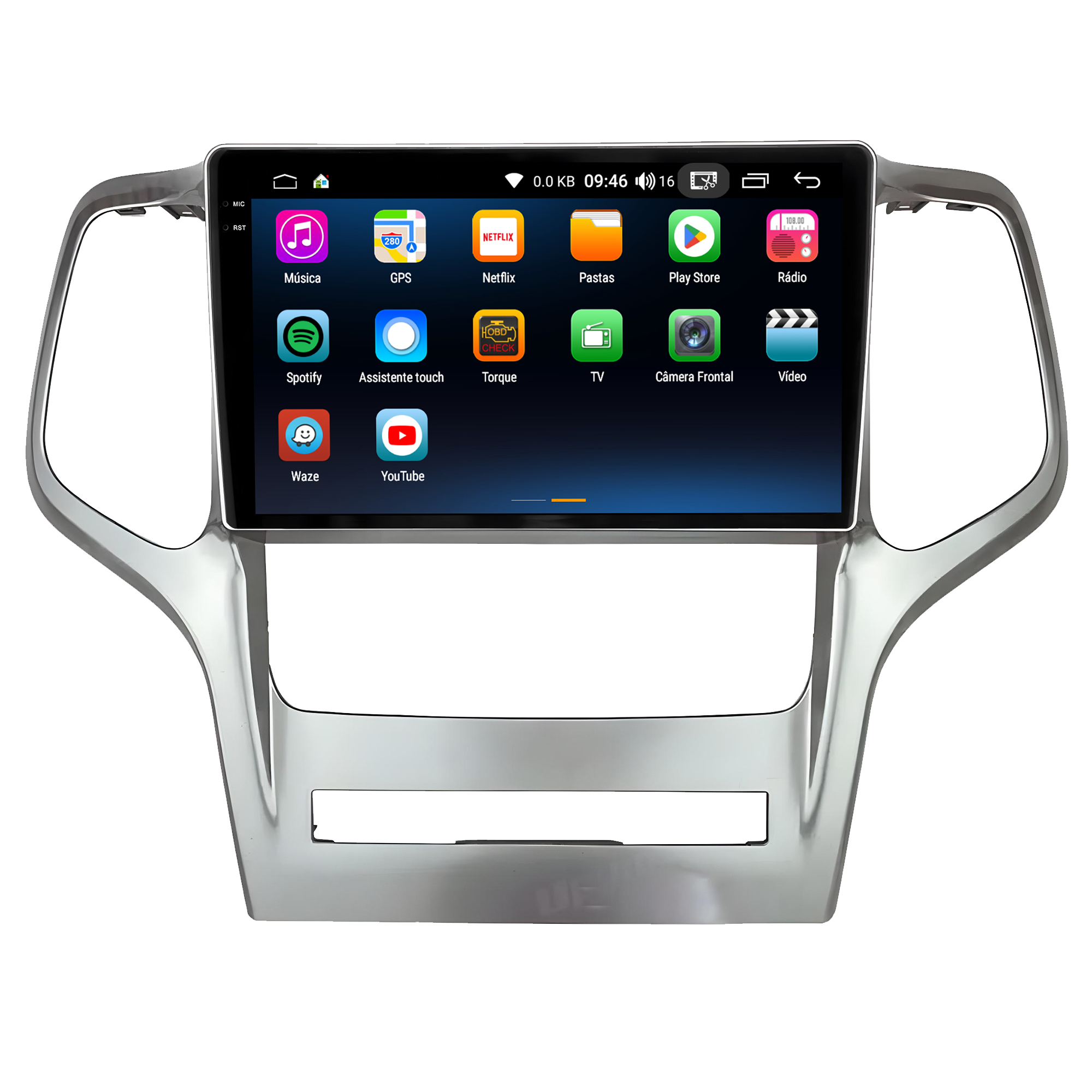 MULTIMÍDIA <BR> AIKON PRÓTON <BR> 6RAM 128GB QLED 9'' <BR> GRAND CHEROKEE <BR> 2010 A 2013 - Imagem 5