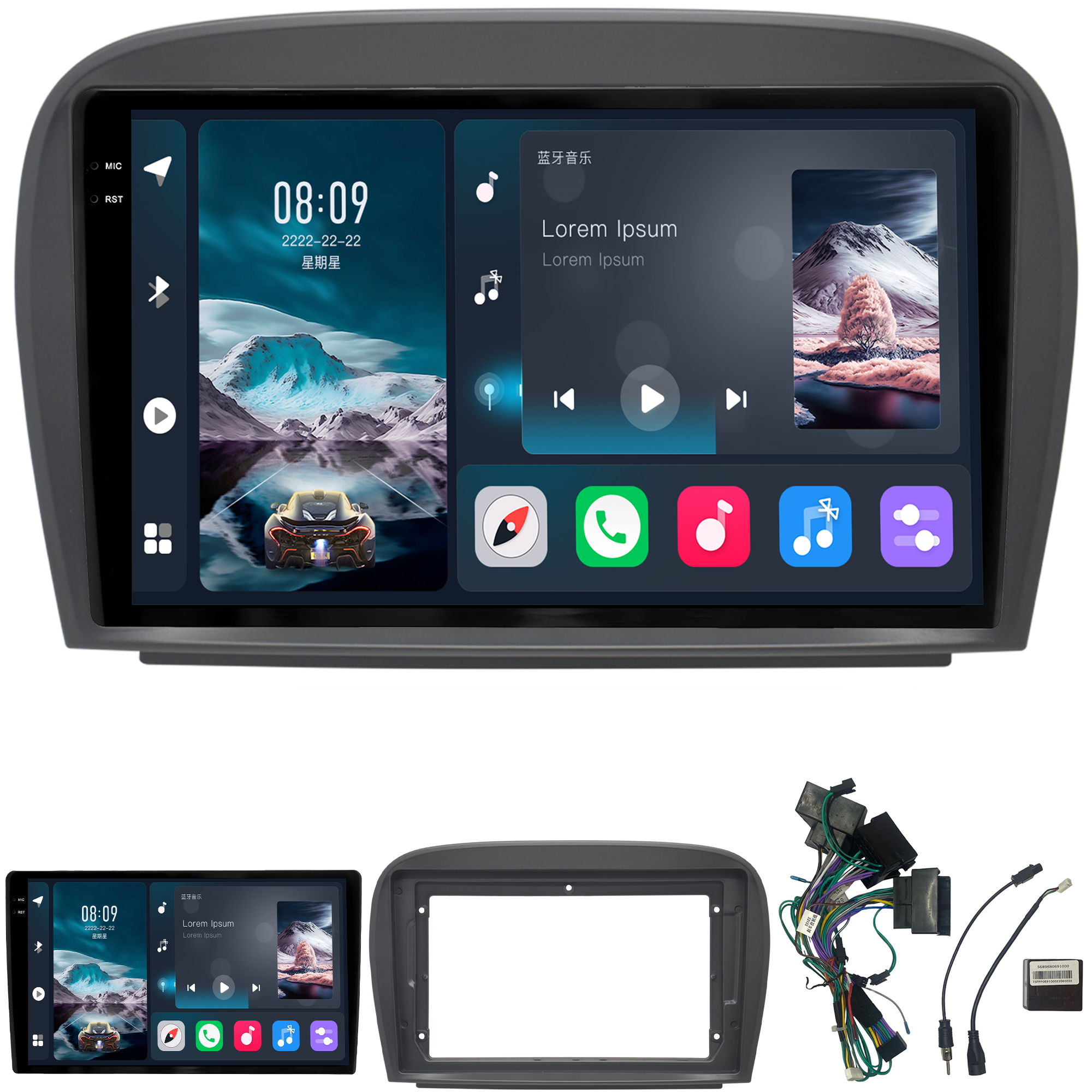 MULTIMÍDIA <BR> SOAUDIO S LINE <BR> 2RAM 64GB QLED 9" <BR> CLASS SL SL350 SL500 <BR> SL600 SL63 AMG SL65 AMG <BR> 2004 A 2011 - Imagem 2