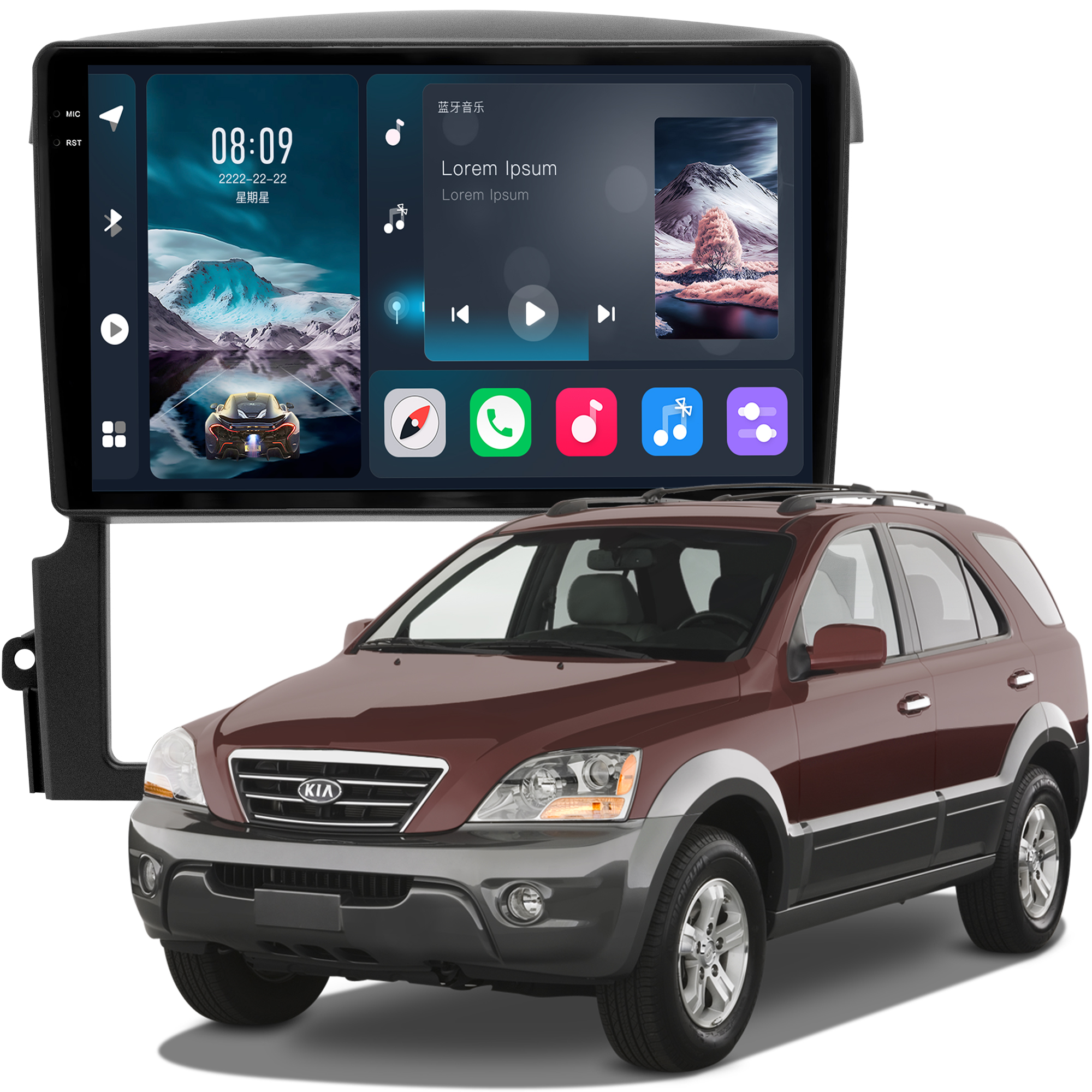 MULTIMÍDIA <BR> SOAUDIO S LINE <BR> 2RAM 64GB QLED 9'' <BR> SORENTO 2004 A 2009