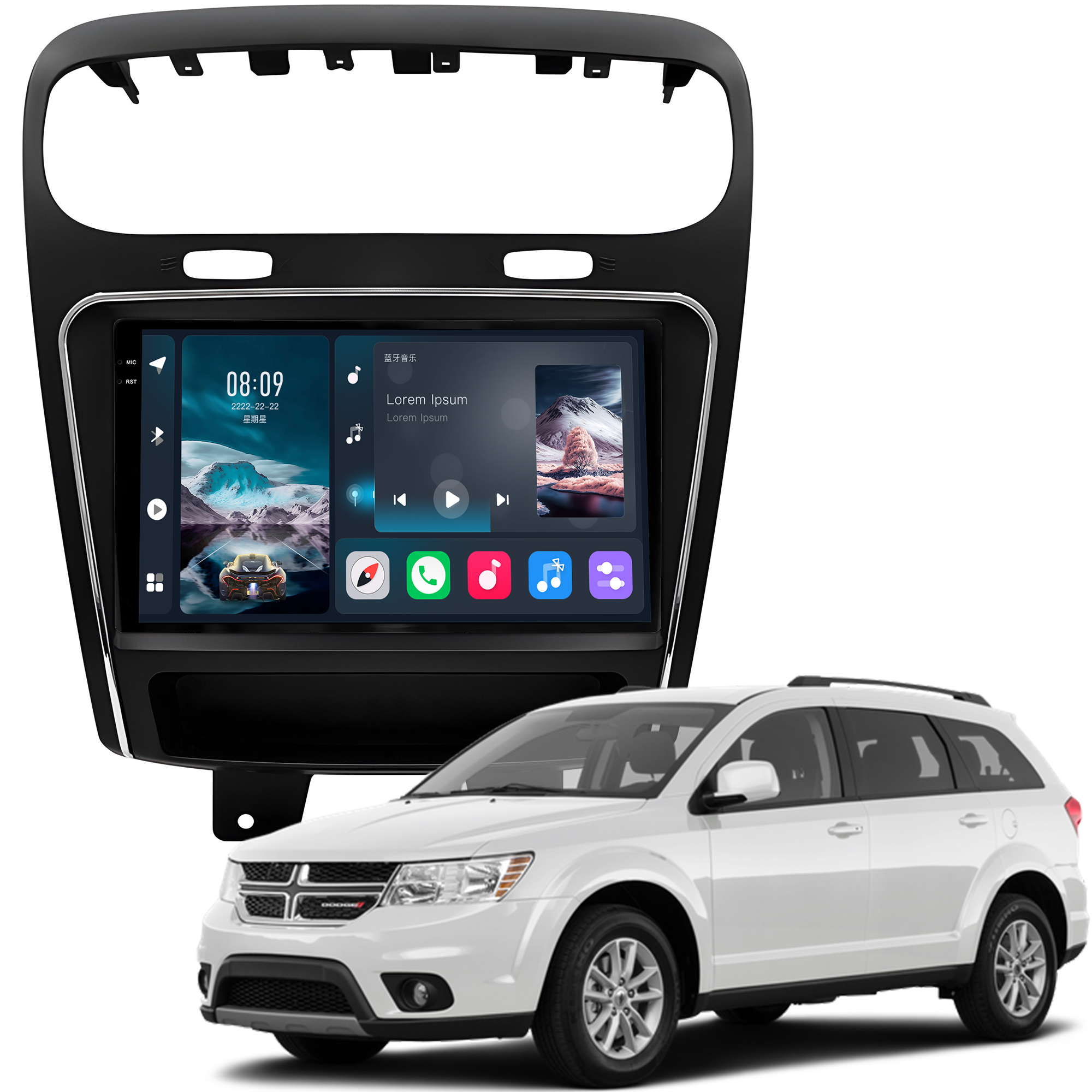 MULTIMÍDIA <BR> SOAUDIO S LINE <BR> 2RAM 64GB QLED 9'' <BR> DODGE JOURNEY <BR> 2012 A 2017