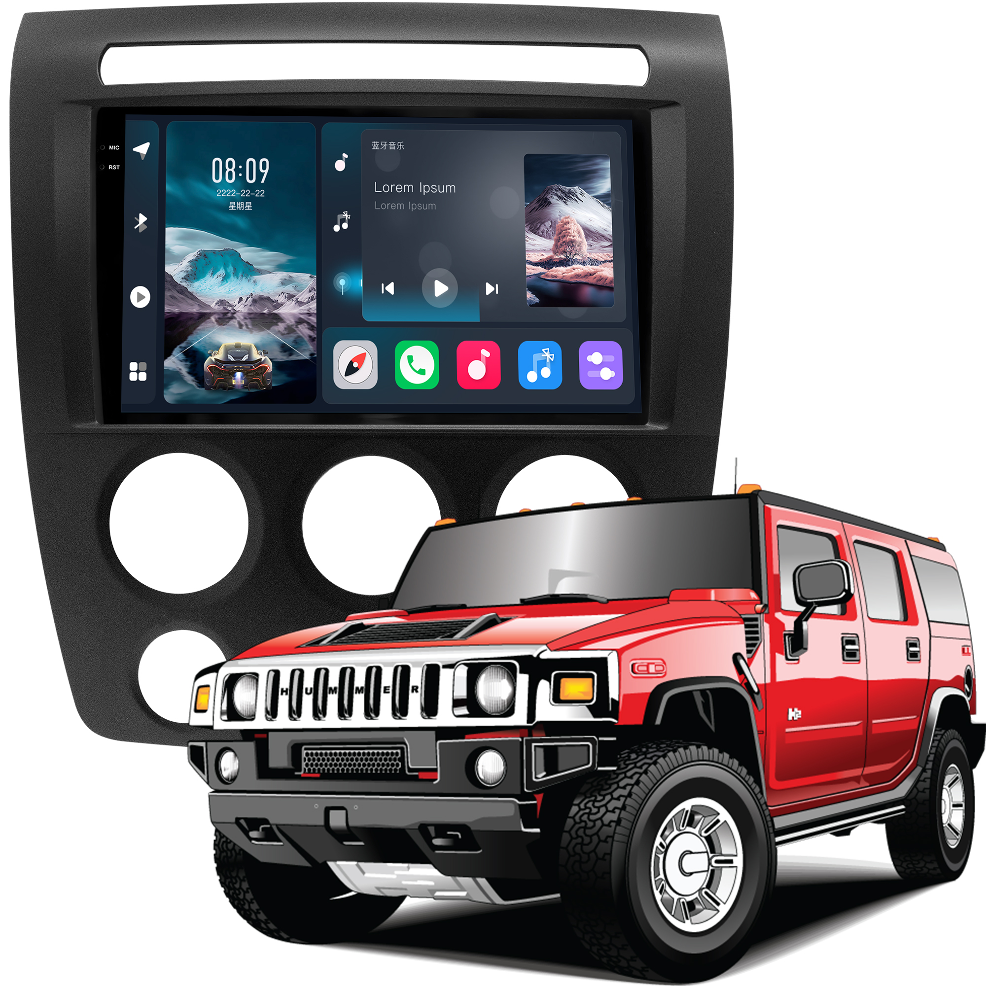 MULTIMÍDIA <BR> SOAUDIO S LINE <BR> 2RAM 64GB QLED 9'' <BR> HUMMER H3