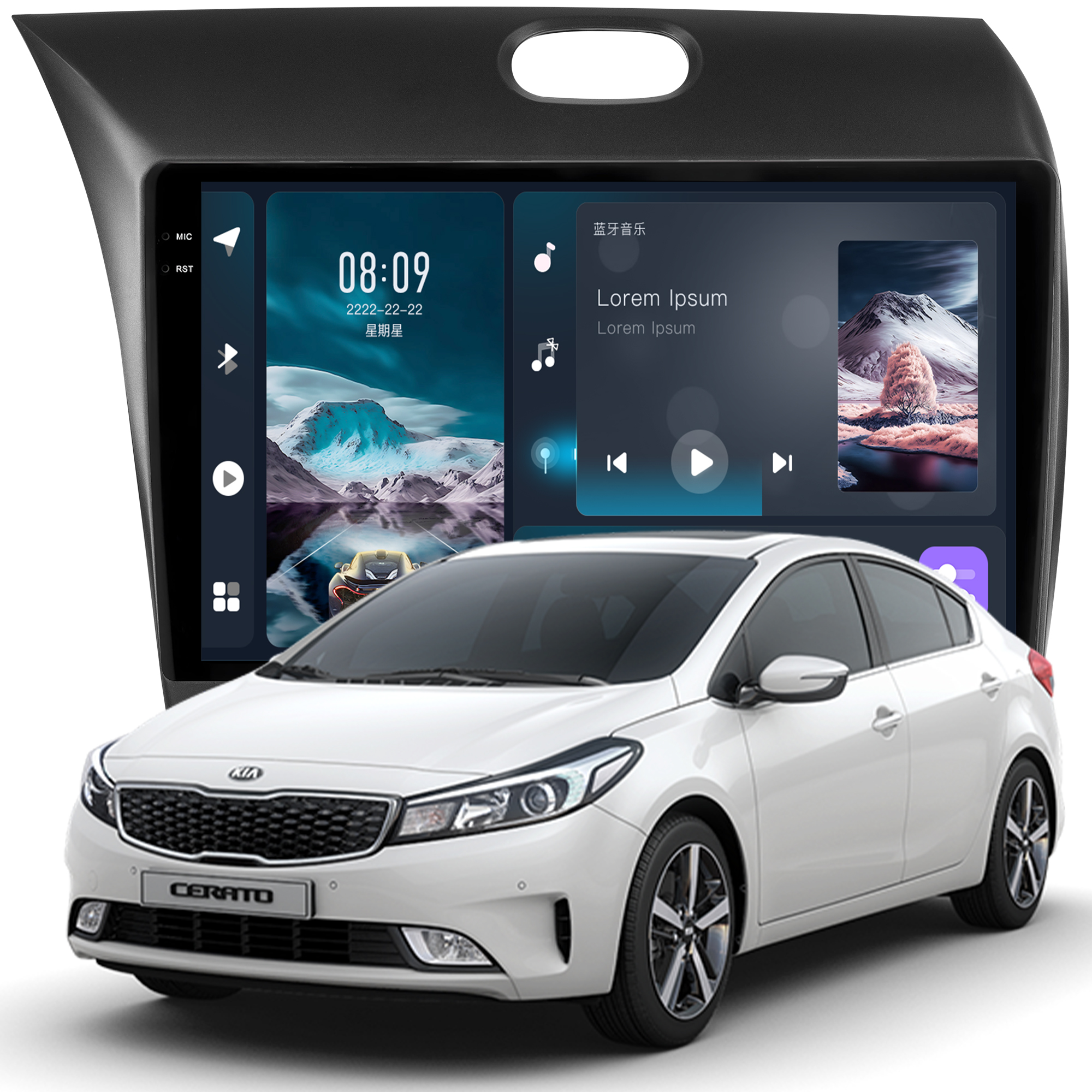MULTIMÍDIA <BR> SOAUDIO S LINE <BR> 2RAM 64GB QLED 9'' <BR> CERATO 2013 A 2019
