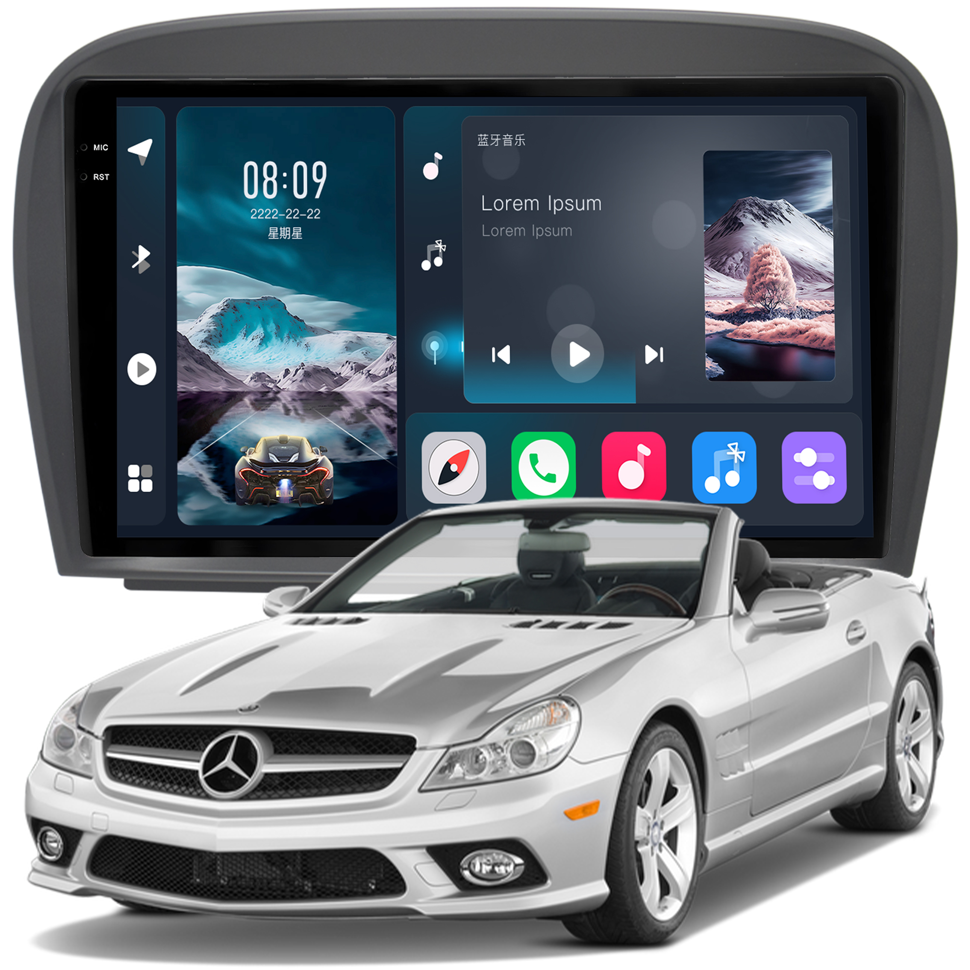 MULTIMÍDIA <BR> SOAUDIO S LINE <BR> 2RAM 64GB QLED 9" <BR> CLASS SL SL350 SL500 <BR> SL600 SL63 AMG SL65 AMG <BR> 2004 A 2011