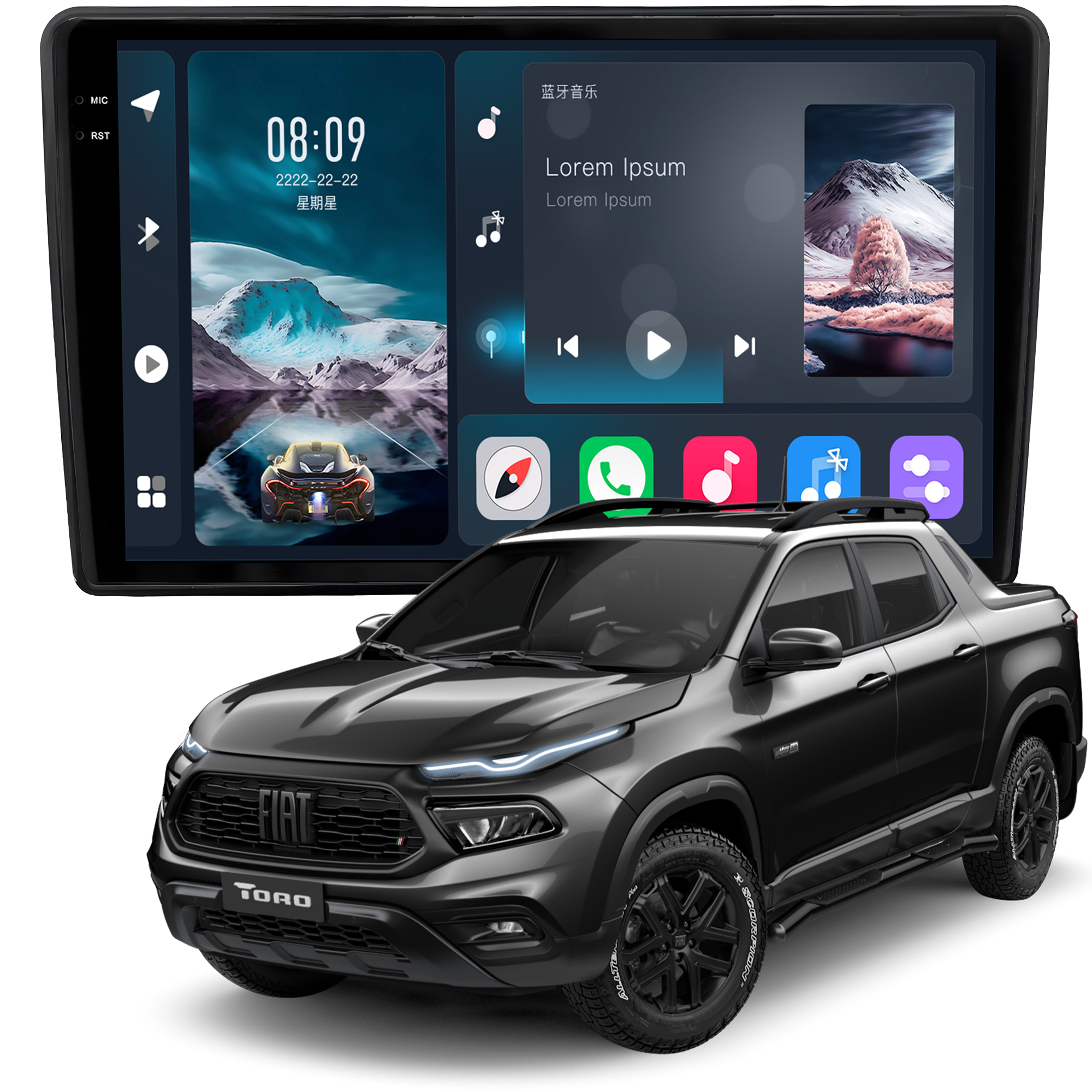 MULTIMÍDIA<BR>SOAUDIO S LINE <BR> 2RAM 64GB QLED 9"<BR> TORO 2022 ACIMA