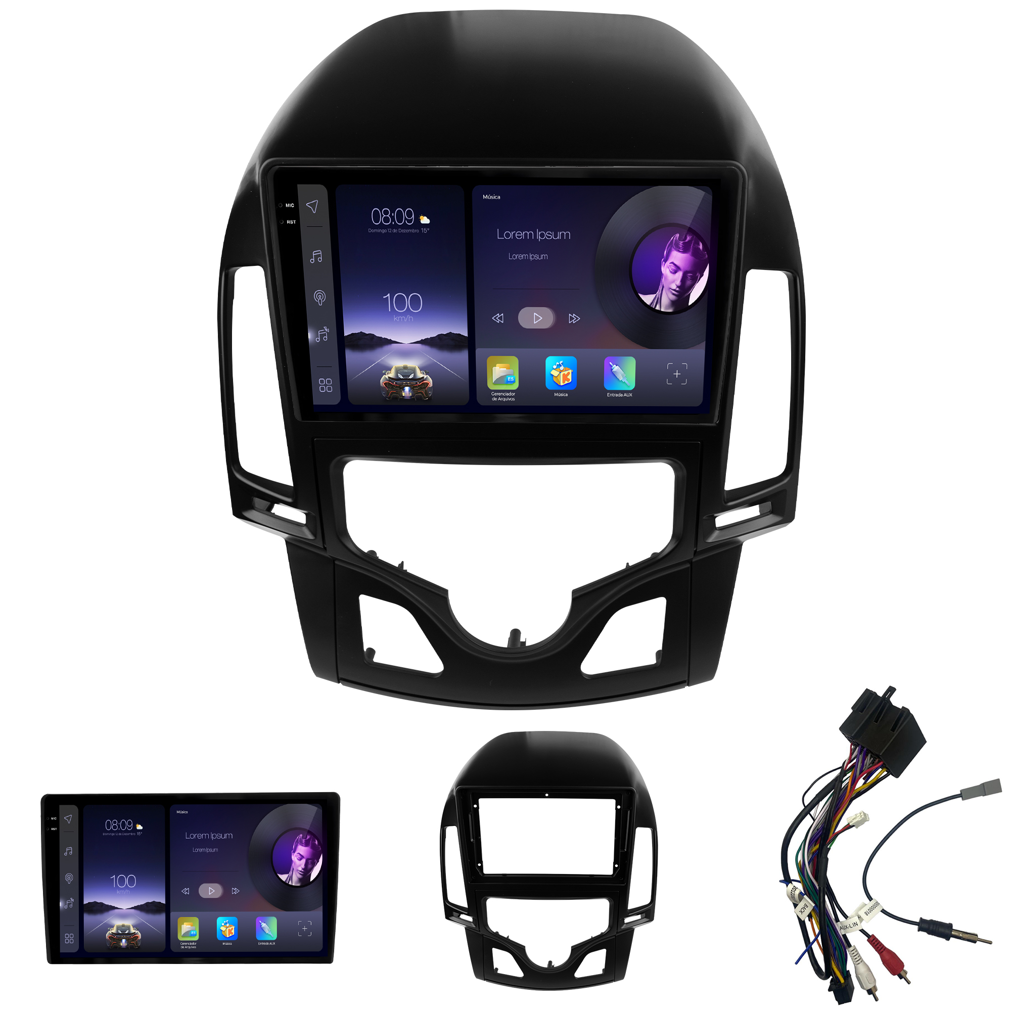 MULTIMÍDIA ADAK <BR> 2RAM 64GB QLED 9'' <BR> I30 2009 A 2012 <BR> AR DIGITAL - Imagem 2