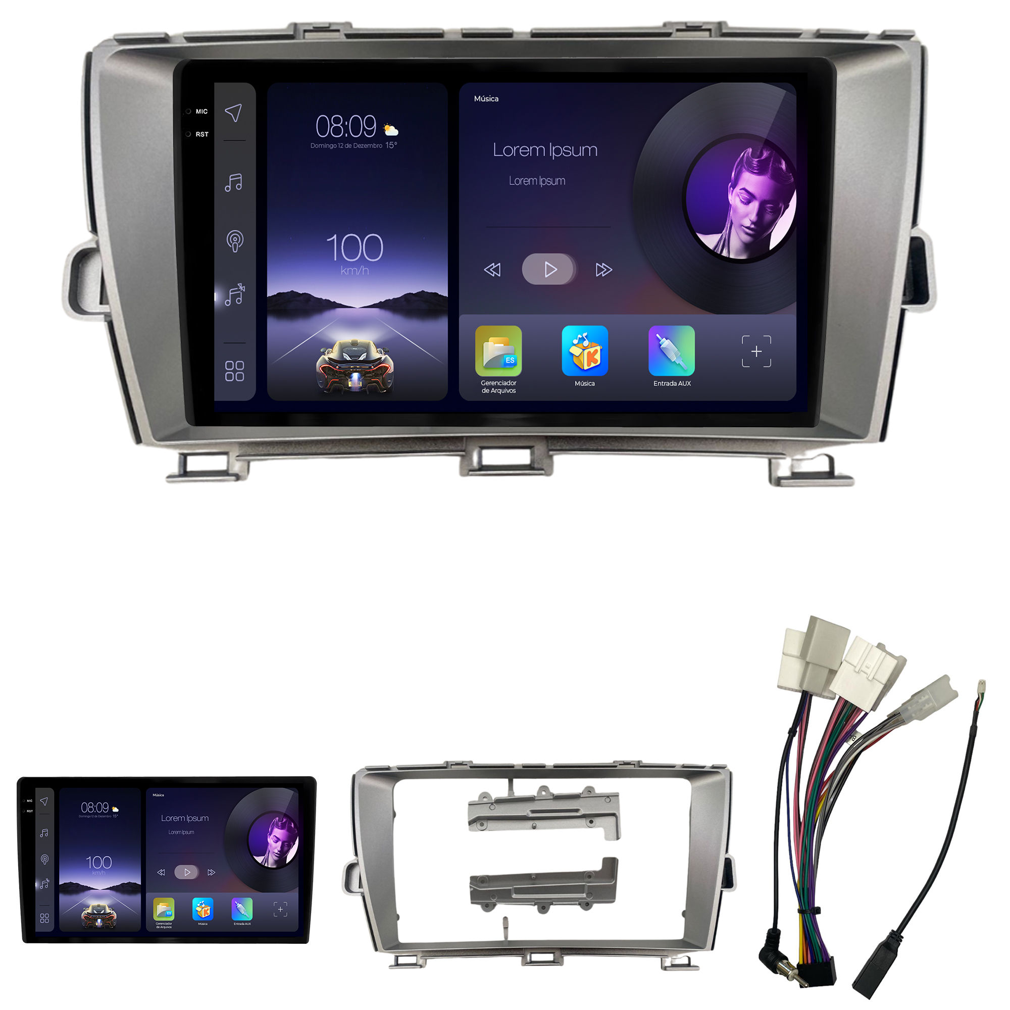 MULTIMÍDIA ADAK <BR> 2RAM 64GB QLED 9"<BR> PRIUS 2011 A 2015 - Imagem 2