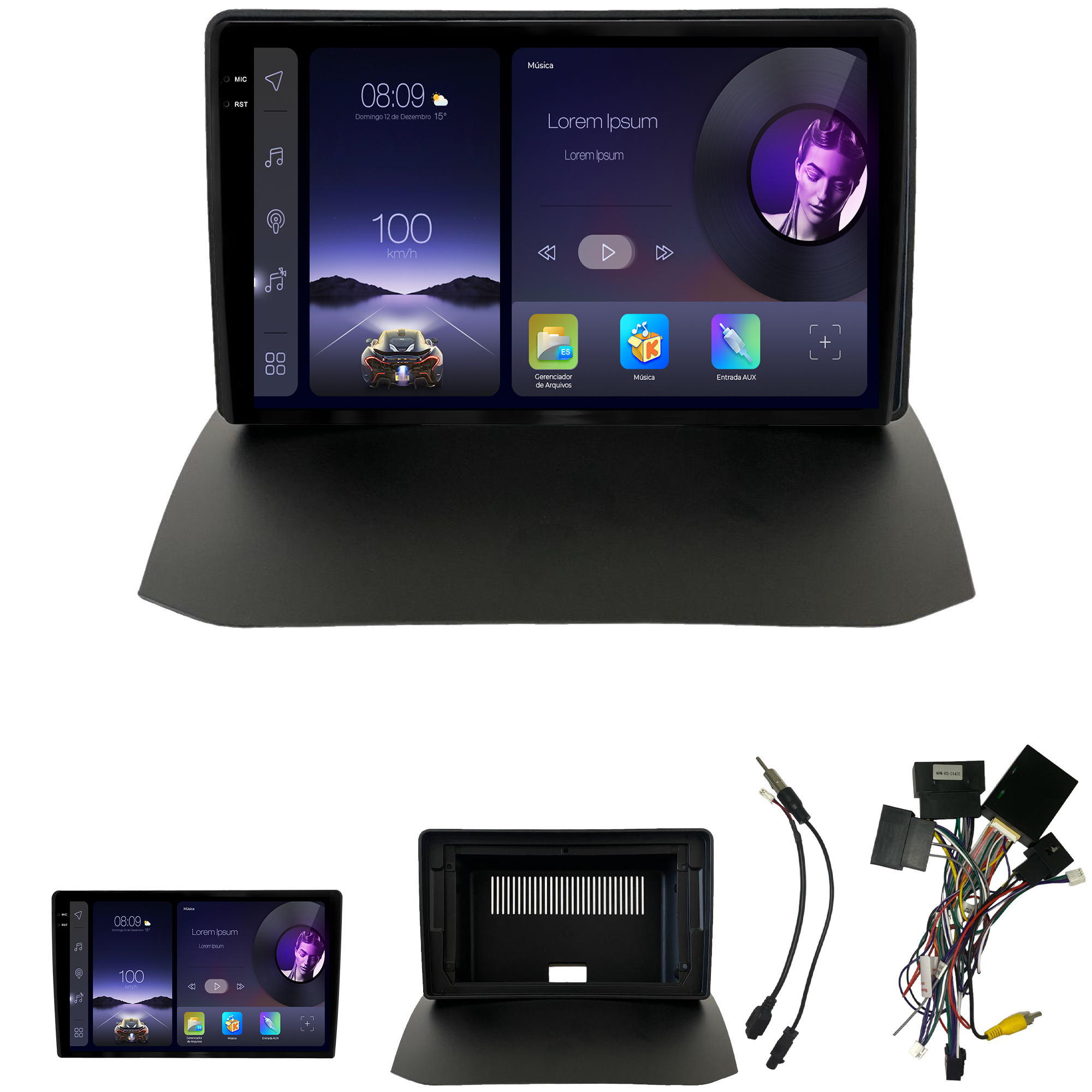 MULTIMÍDIA ADAK <BR> 2RAM 64GB QLED 9'' <BR> FIESTA NEW FIESTA <BR> ATÉ 2015 <BR> MODELO MEXICANO - Imagem 2