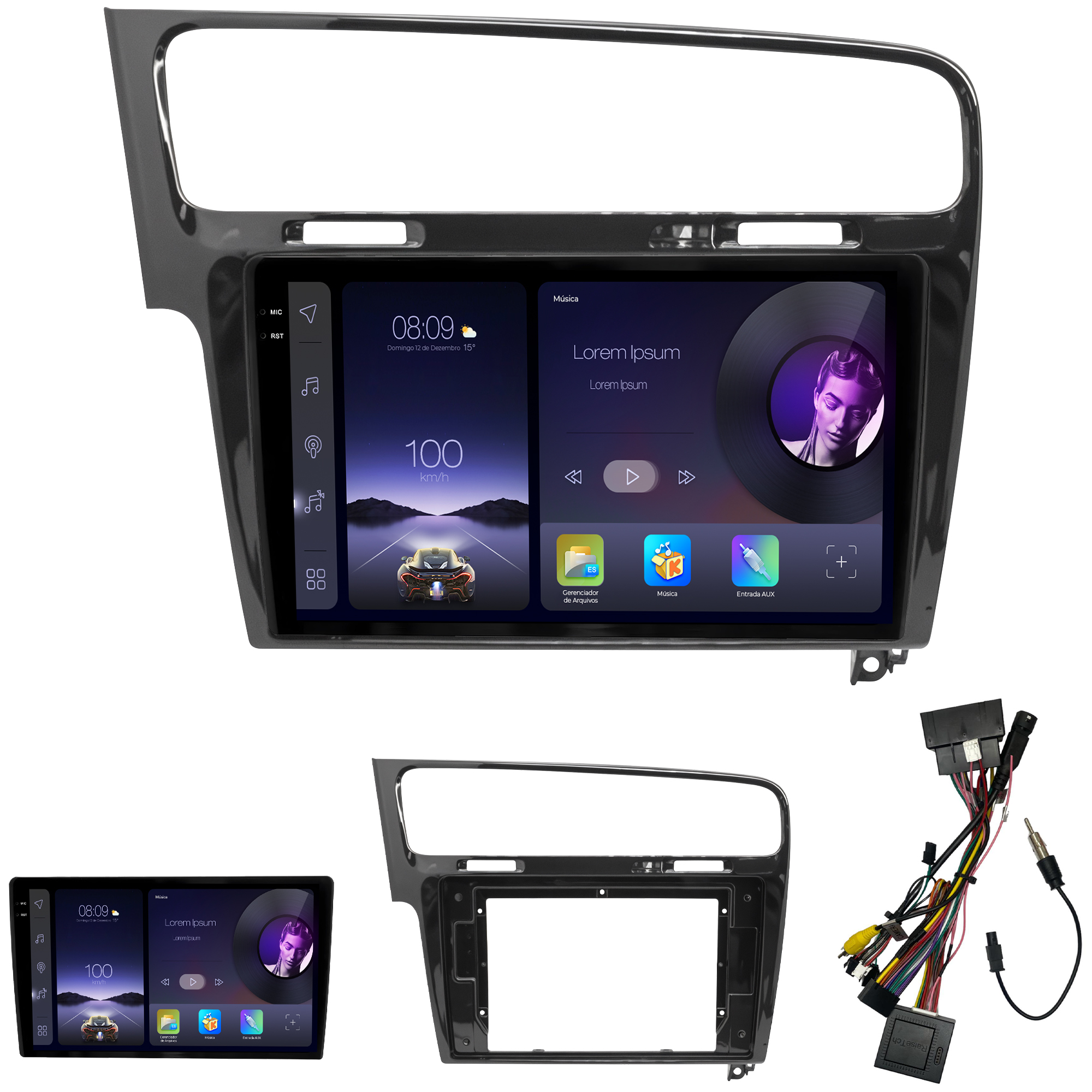 MULTIMÍDIA ADAK <BR> 2RAM 64GB QLED 10''<BR> GOLF 2013 A 2022 - Imagem 2