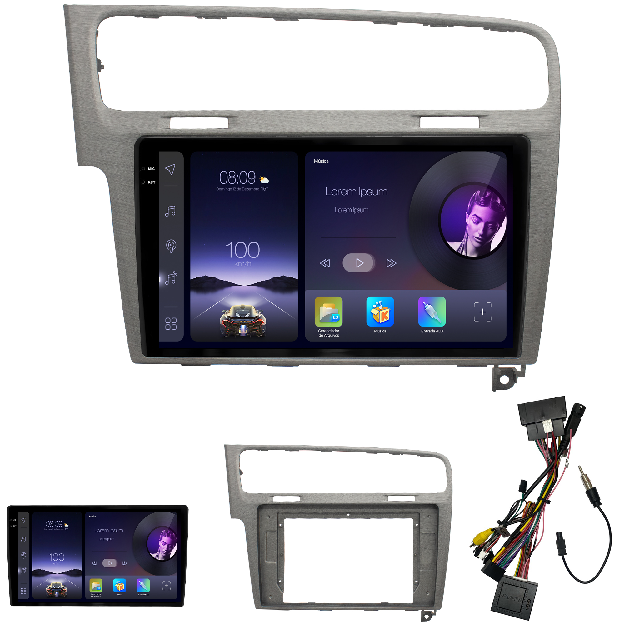 MULTIMÍDIA ADAK <BR> 2RAM 64GB QLED 10''<BR> GOLF 2013 A 2022 - Imagem 2