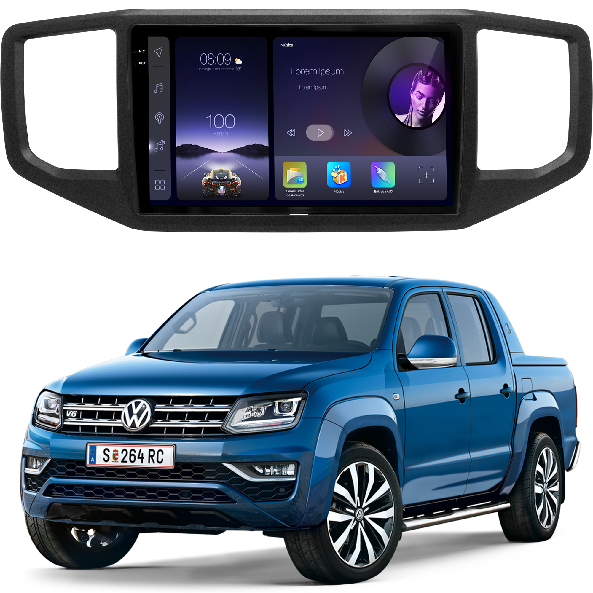 MULTIMÍDIA ADAK <BR> 2RAM 64GB QLED 9''<BR> AMAROK 2017 A 2024