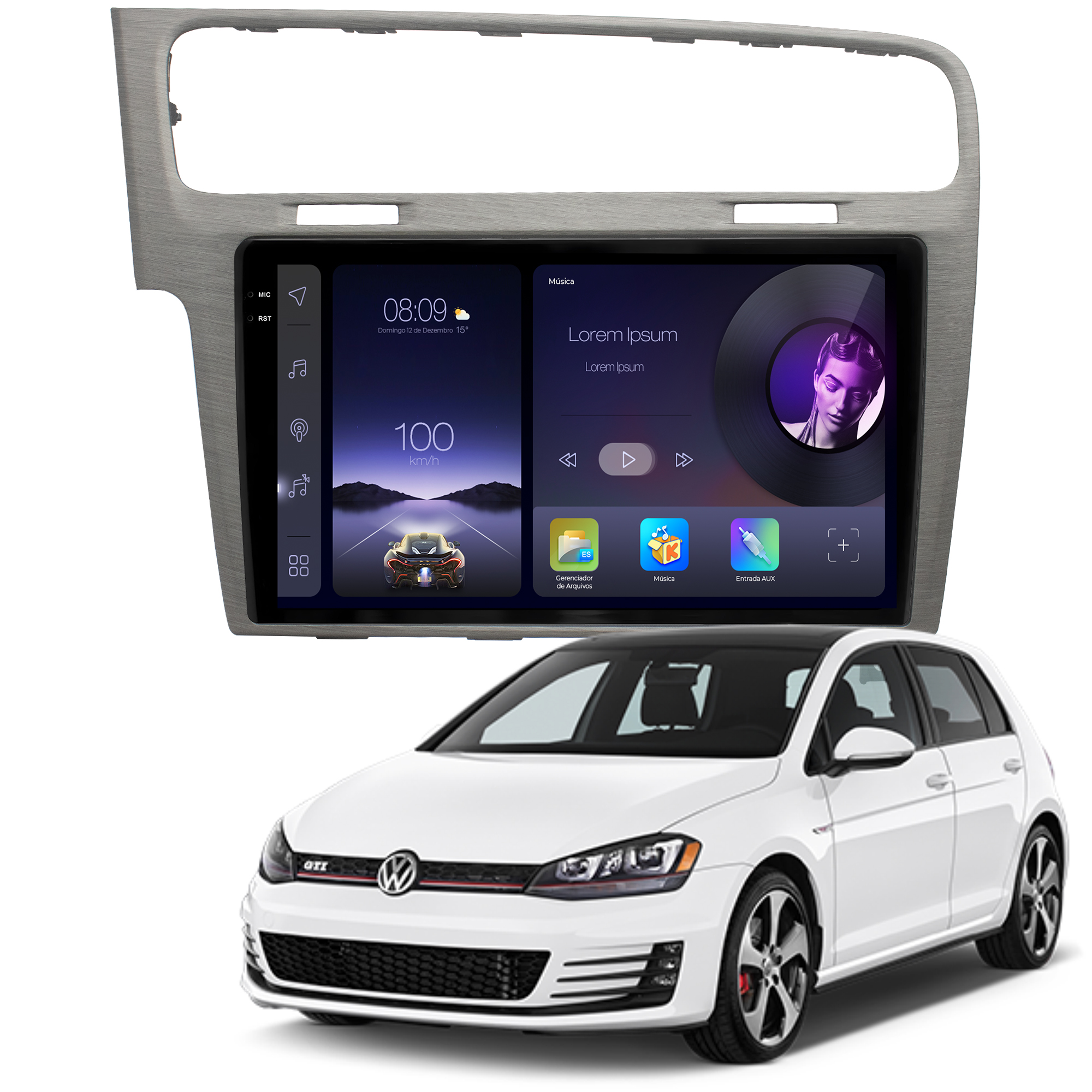 MULTIMÍDIA ADAK <BR> 2RAM 64GB QLED 10''<BR> GOLF 2013 A 2022