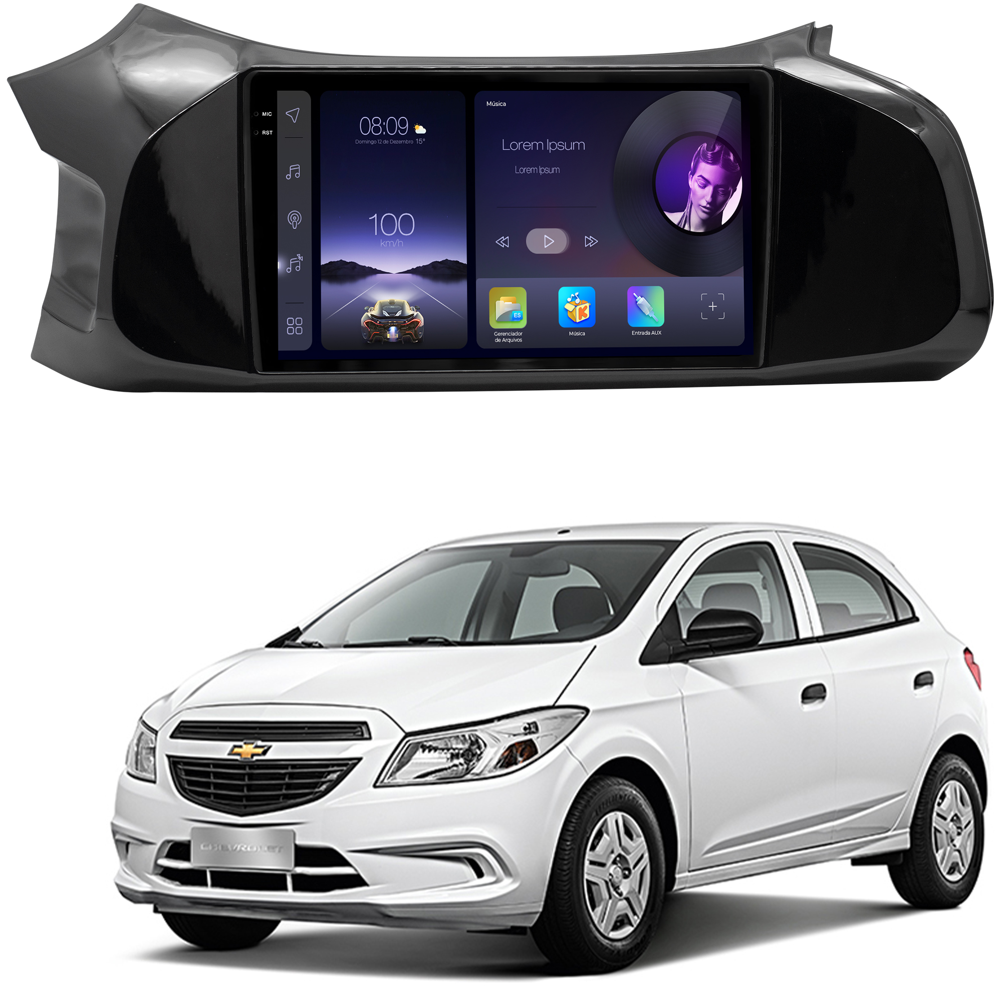 MULTIMÍDIA ADAK <BR> 2RAM 64GB QLED 9'' <BR> ONIX PRISMA <BR> 2013 A 2019