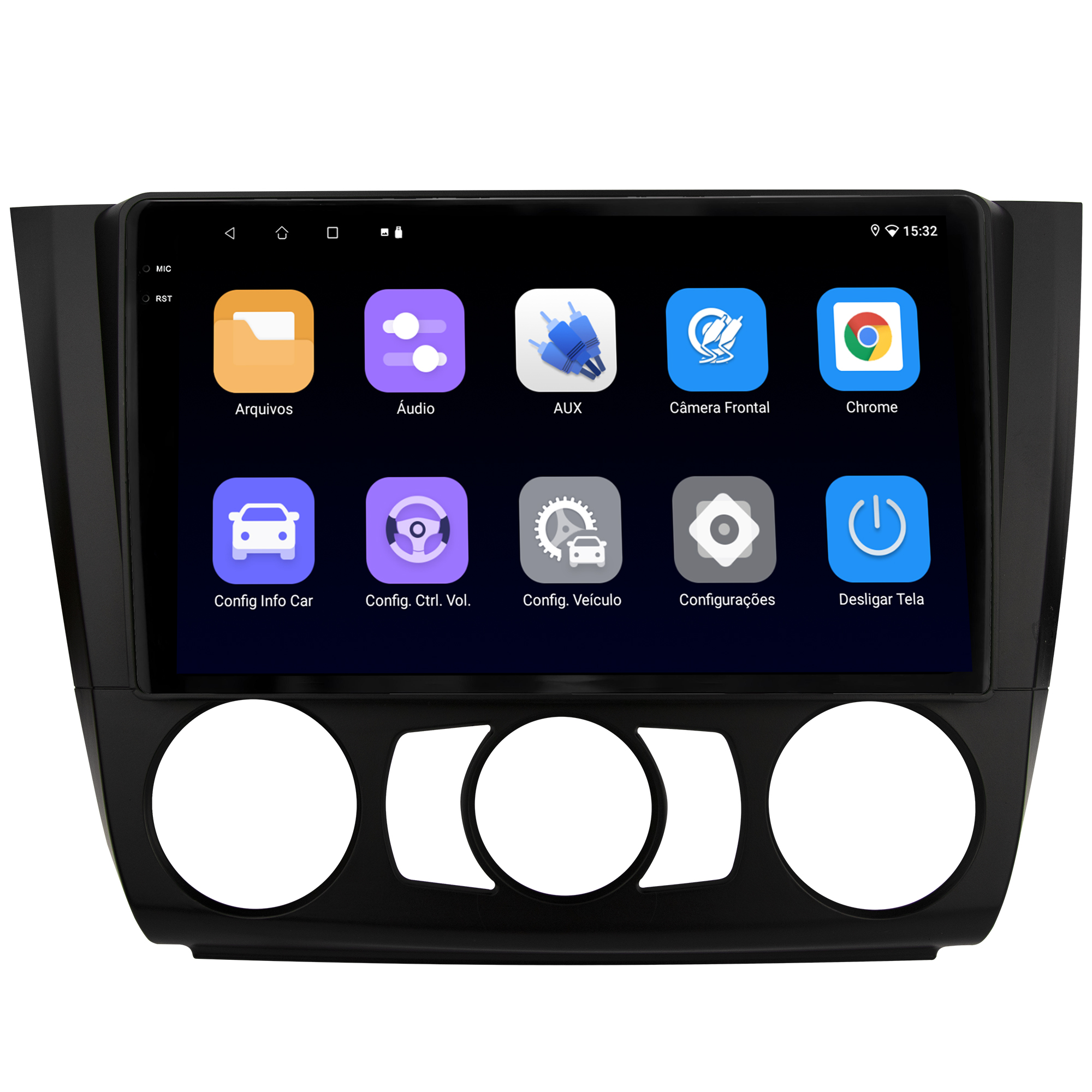 MULTIMÍDIA <BR> SOAUDIO S LINE <BR> 2RAM 64GB QLED 9'' <BR> SÉRIE 1 118i 120i 130i 135i <BR> 2006 A 2012 <BR> AR AR ANALÓGICO - Imagem 4