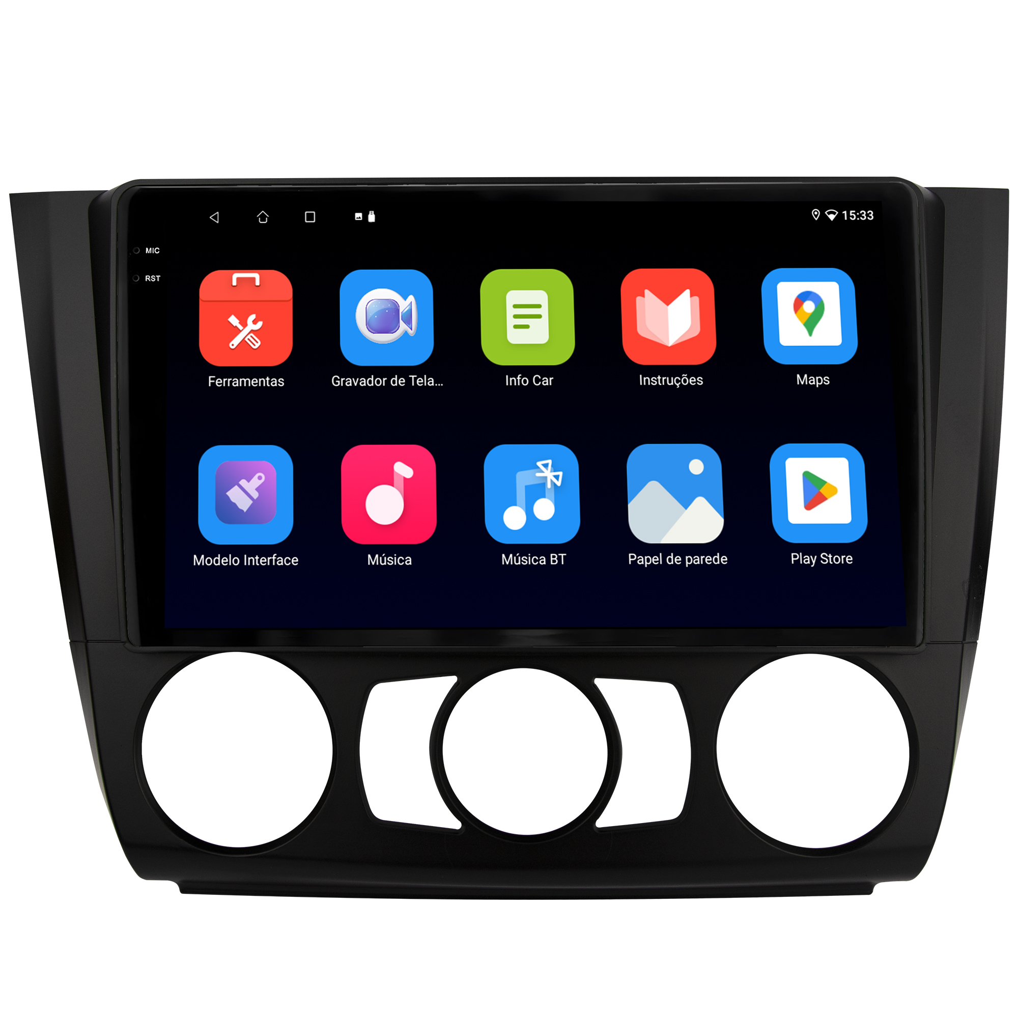 MULTIMÍDIA <BR> SOAUDIO S LINE <BR> 2RAM 64GB QLED 9'' <BR> SÉRIE 1 118i 120i 130i 135i <BR> 2006 A 2012 <BR> AR AR ANALÓGICO - Imagem 5