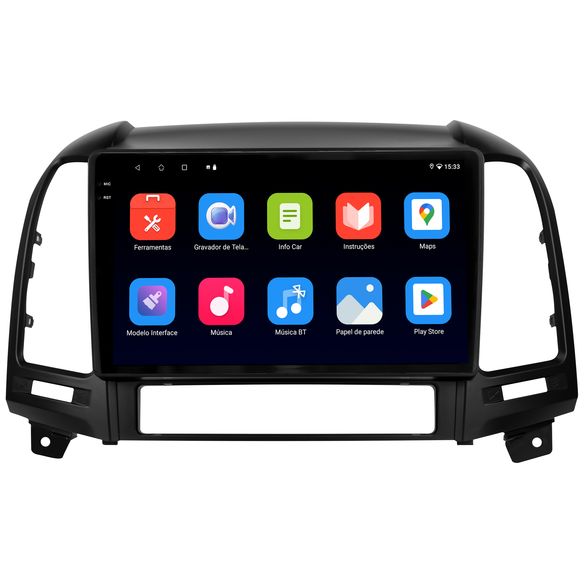 MULTIMÍDIA <BR> SOAUDIO S LINE <BR> 2RAM 64GB QLED 9''<BR> SANTA FÉ 2007 A 2013 - Imagem 5