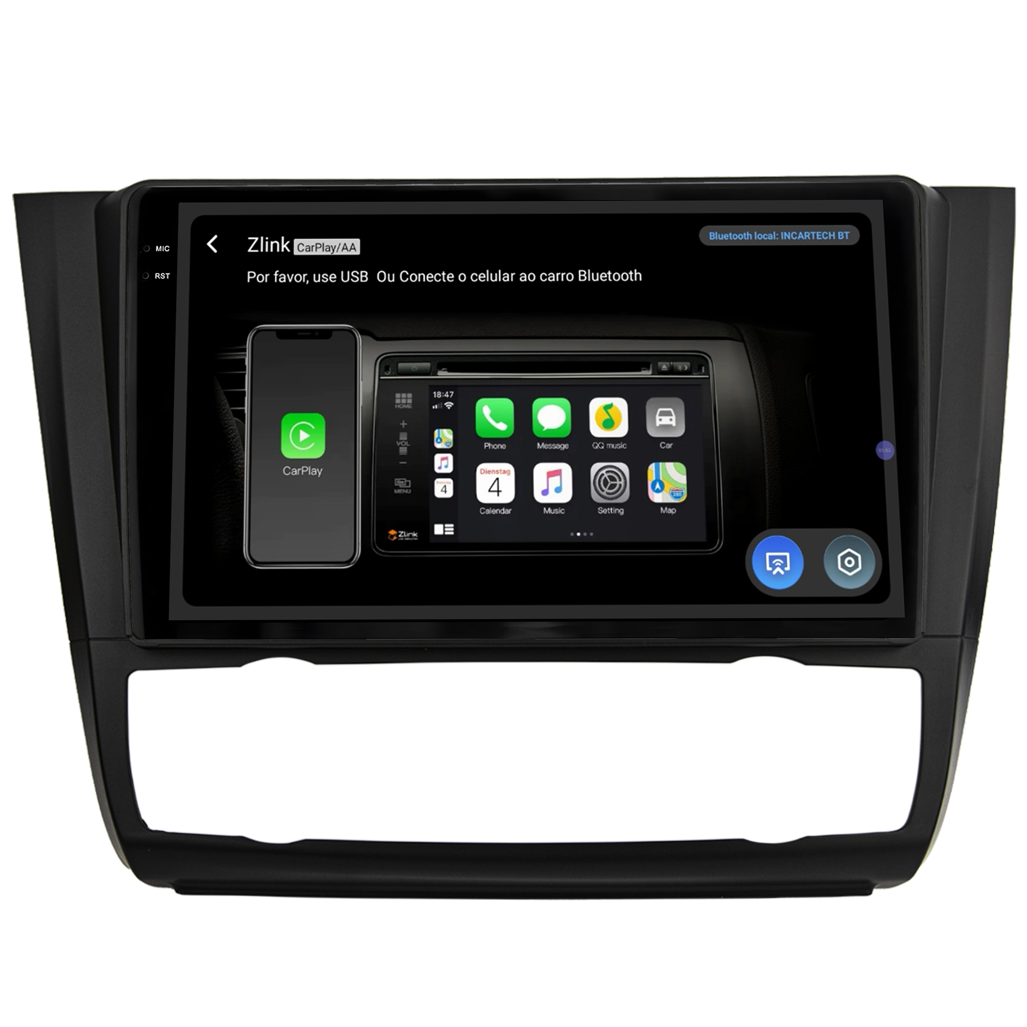 MULTIMÍDIA <BR> SOAUDIO S LINE <BR> 2RAM 64GB QLED 9'' <BR> SÉRIE 1 118i 120i 130i 135i <BR> 2006 A 2012 <BR> AR DIGITAL - Imagem 7