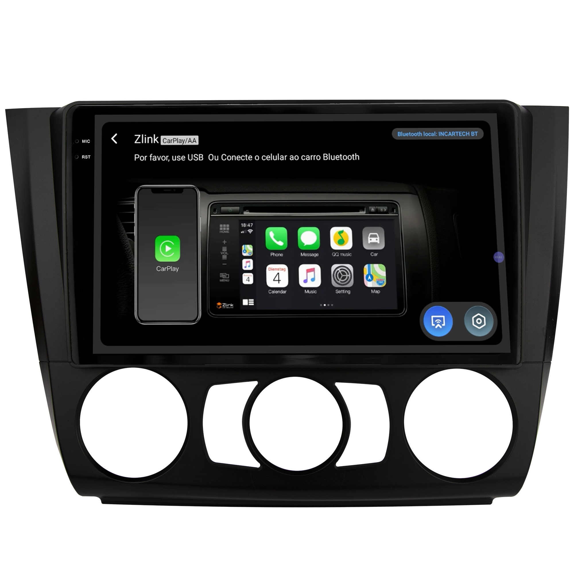 MULTIMÍDIA <BR> SOAUDIO S LINE <BR> 2RAM 64GB QLED 9'' <BR> SÉRIE 1 118i 120i 130i 135i <BR> 2006 A 2012 <BR> AR AR ANALÓGICO - Imagem 7