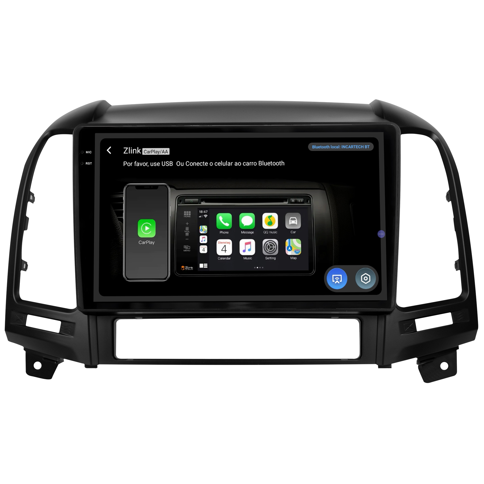 MULTIMÍDIA <BR> SOAUDIO S LINE <BR> 2RAM 64GB QLED 9''<BR> SANTA FÉ 2007 A 2013 - Imagem 7