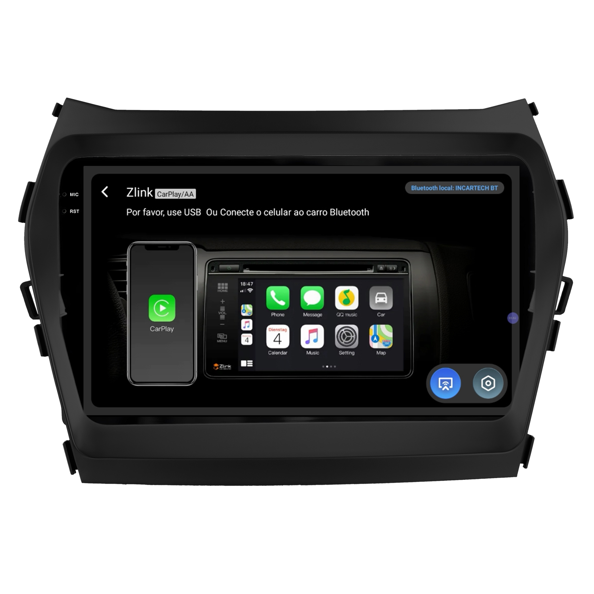 MULTIMÍDIA <BR> SOAUDIO S LINE <BR> 2RAM 64GB QLED 9''<BR> SANTA FÉ 2014 A 2019 - Imagem 7