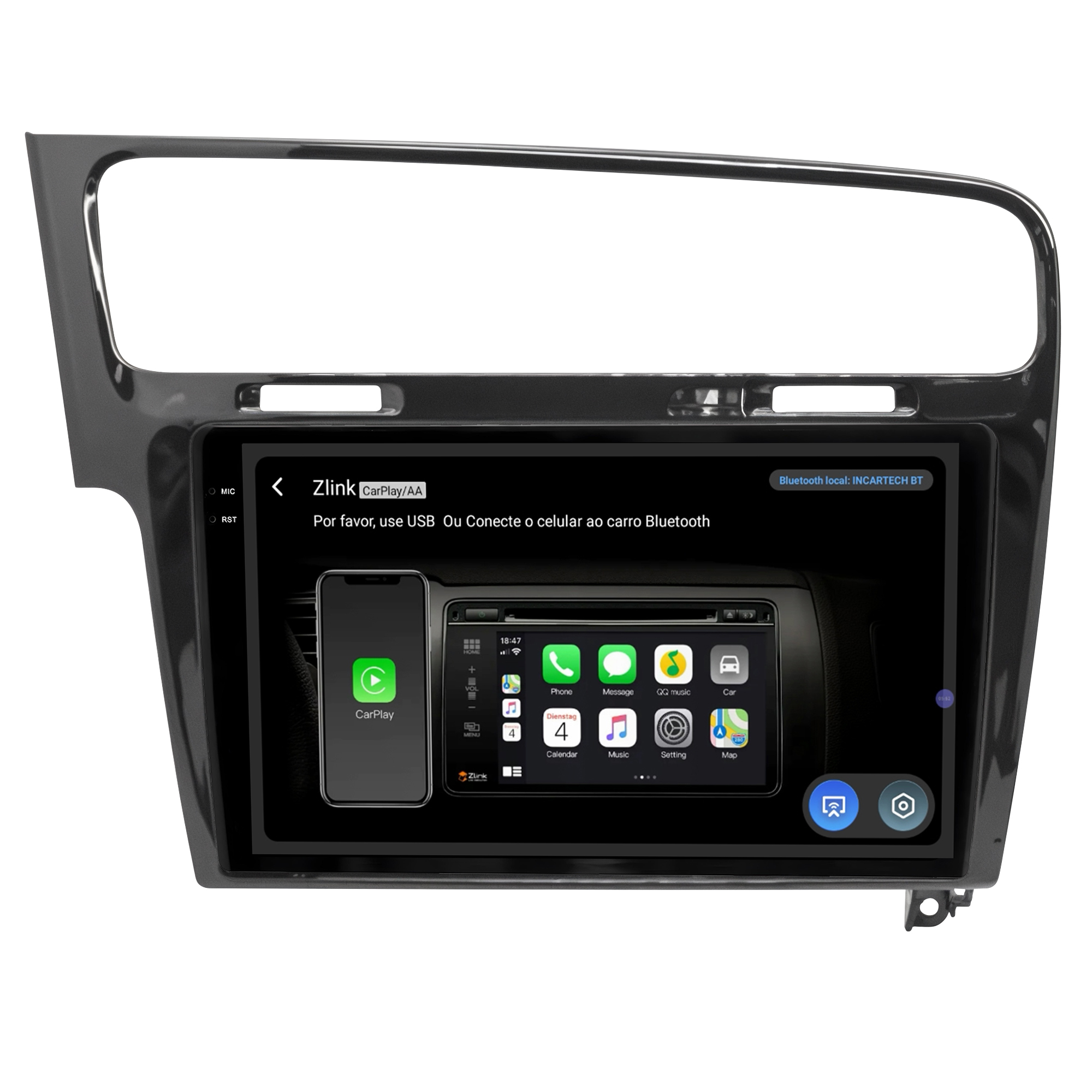 MULTIMÍDIA ADAK <BR> 2RAM 64GB QLED 10''<BR> GOLF 2013 A 2022 - Imagem 7