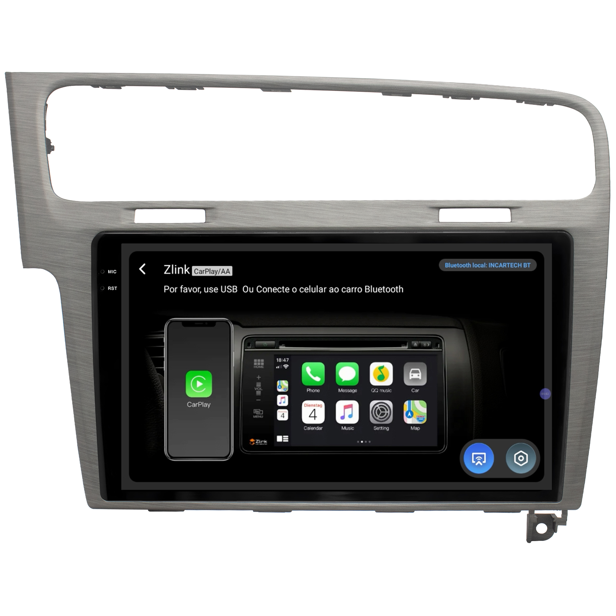 MULTIMÍDIA ADAK <BR> 2RAM 64GB QLED 10''<BR> GOLF 2013 A 2022 - Imagem 7