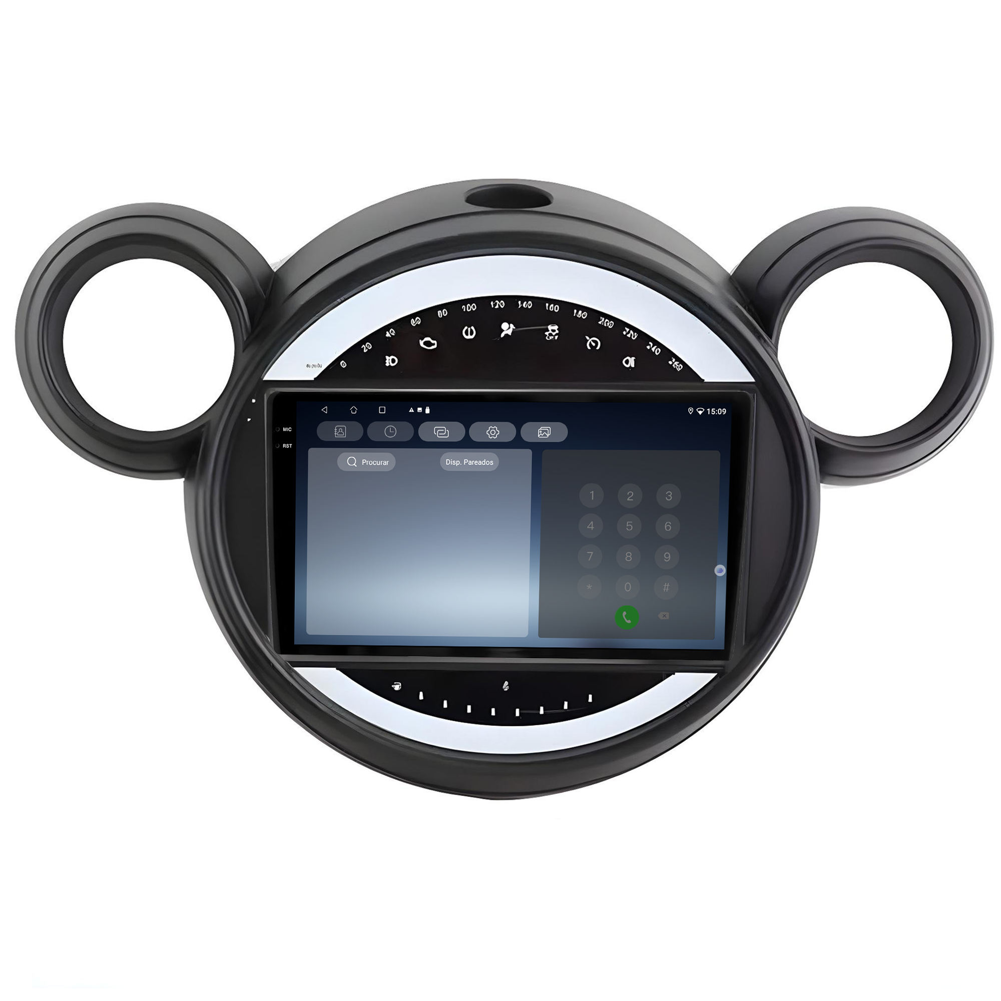 MULTIMÍDIA <BR> SOAUDIO S LINE <BR> 2RAM 64GB QLED 9'' <BR> MINI COOPER 1.6 <BR> MODELO MICKEY <BR> 2007 A 2016 - Imagem 9