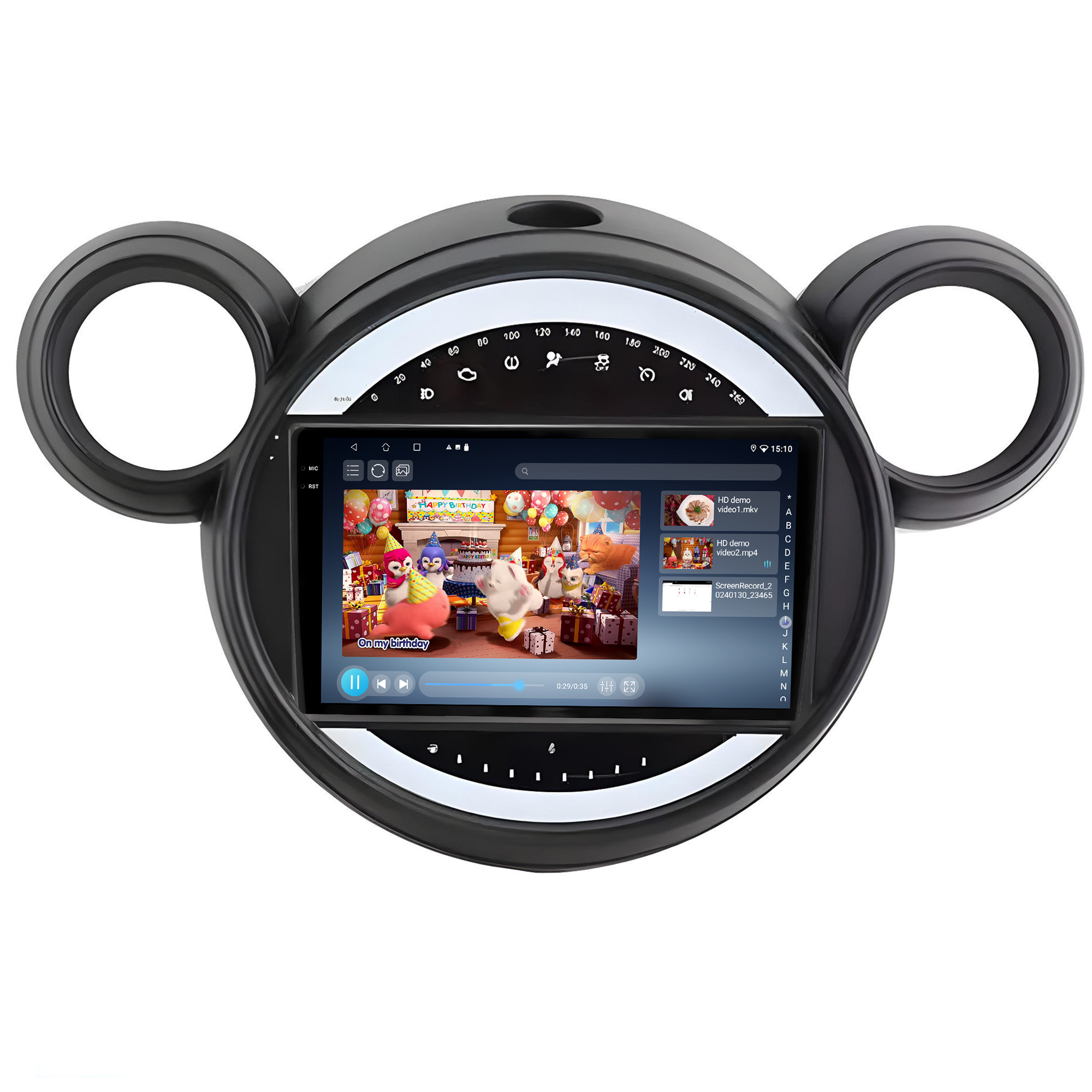 MULTIMÍDIA <BR> SOAUDIO S LINE <BR> 2RAM 64GB QLED 9'' <BR> MINI COOPER 1.6 <BR> MODELO MICKEY <BR> 2007 A 2016 - Imagem 11