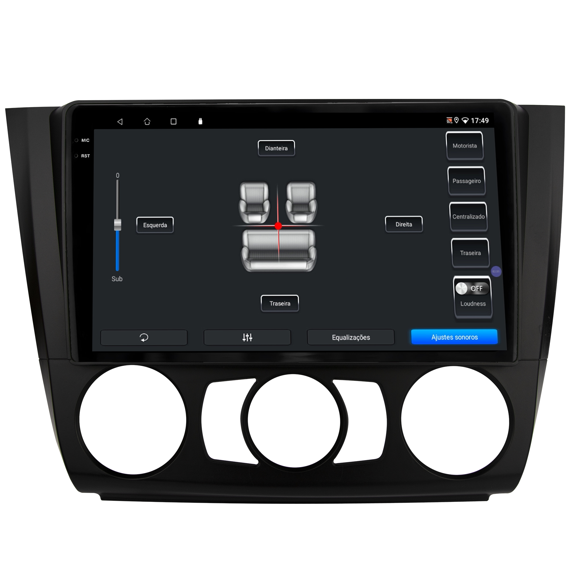MULTIMÍDIA <BR> SOAUDIO S LINE <BR> 2RAM 64GB QLED 9'' <BR> SÉRIE 1 118i 120i 130i 135i <BR> 2006 A 2012 <BR> AR AR ANALÓGICO - Imagem 10